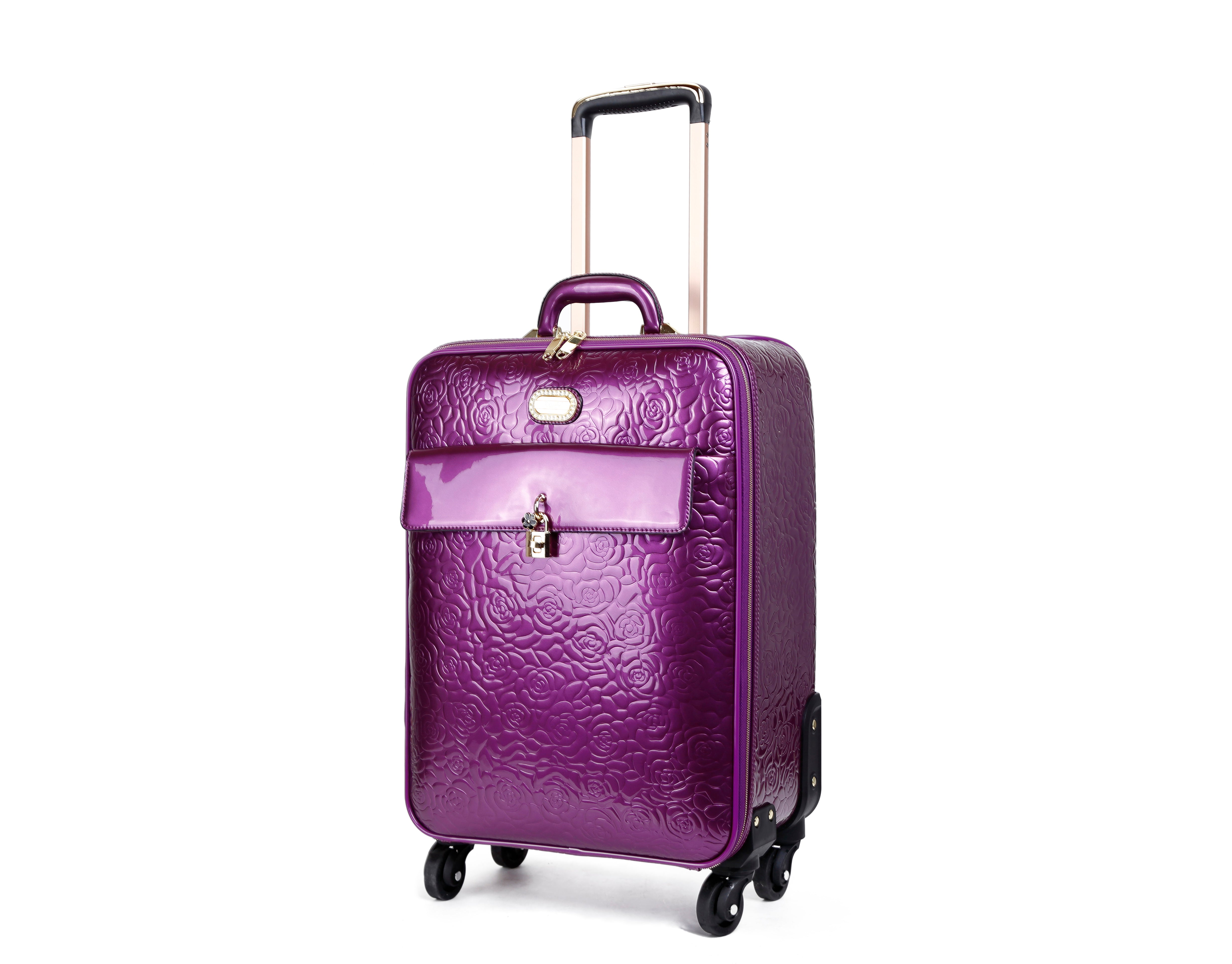 Brangio Italy Elegant Luxury Floral Embossed Designer Wheeled Carry-On Luggage
