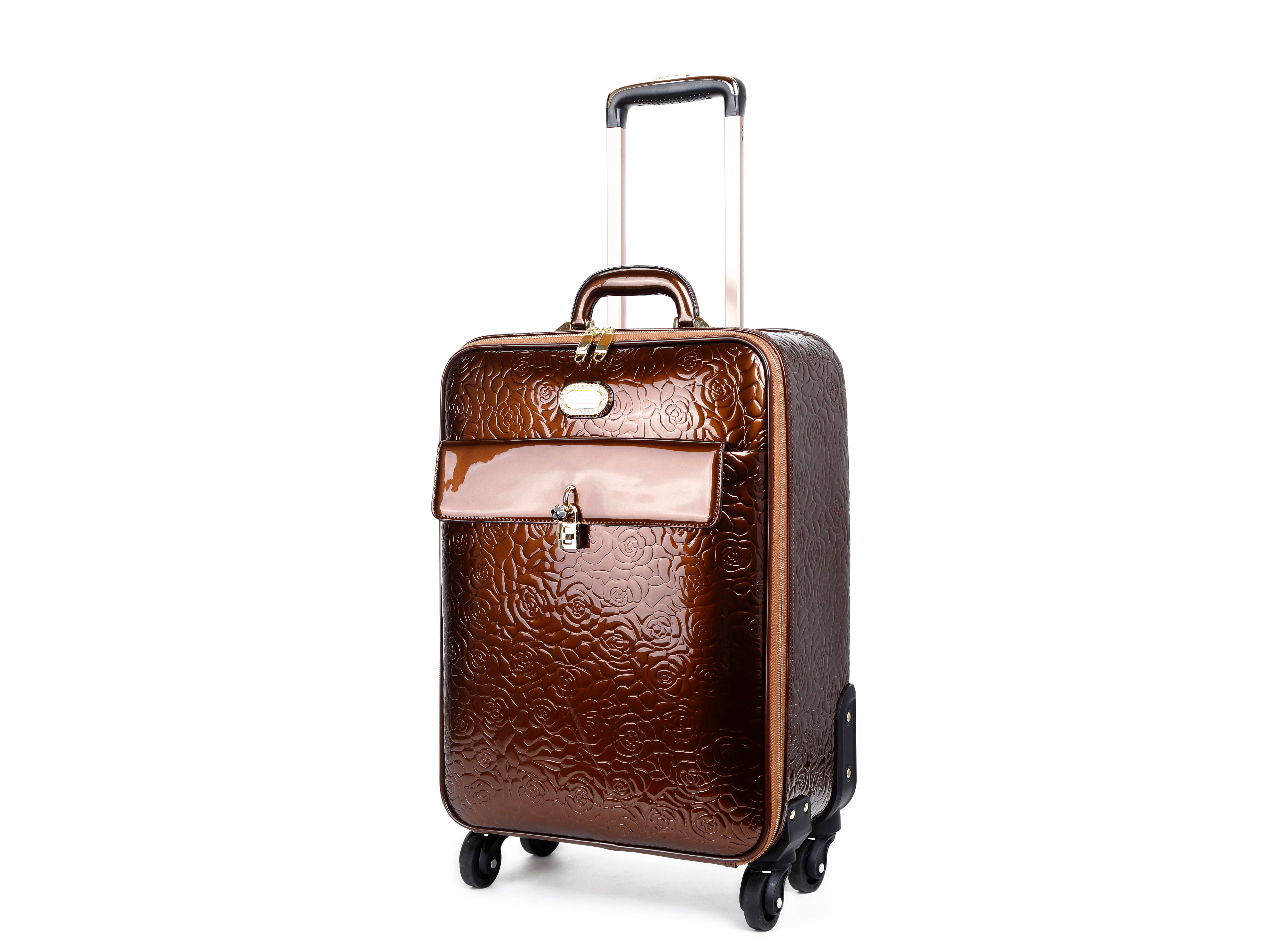 Brangio Italy Elegant Luxury Floral Embossed Designer Wheeled Carry-On Luggage