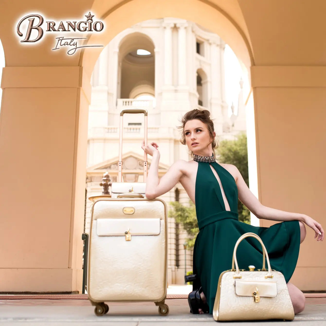Brangio Embossed Rose Handbag