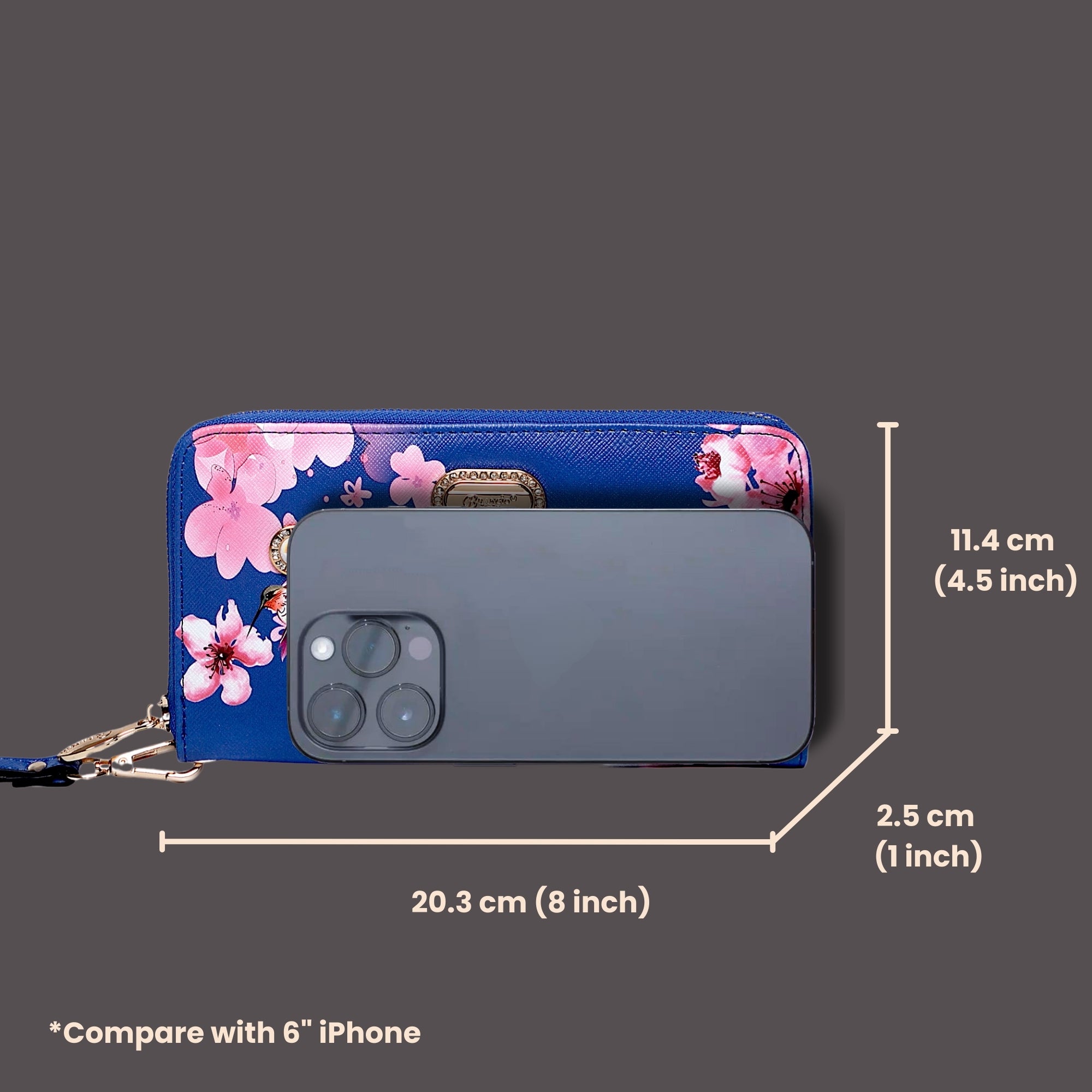 Brangio Italy Floral & Hummingbird Zippered Wristle Wallet