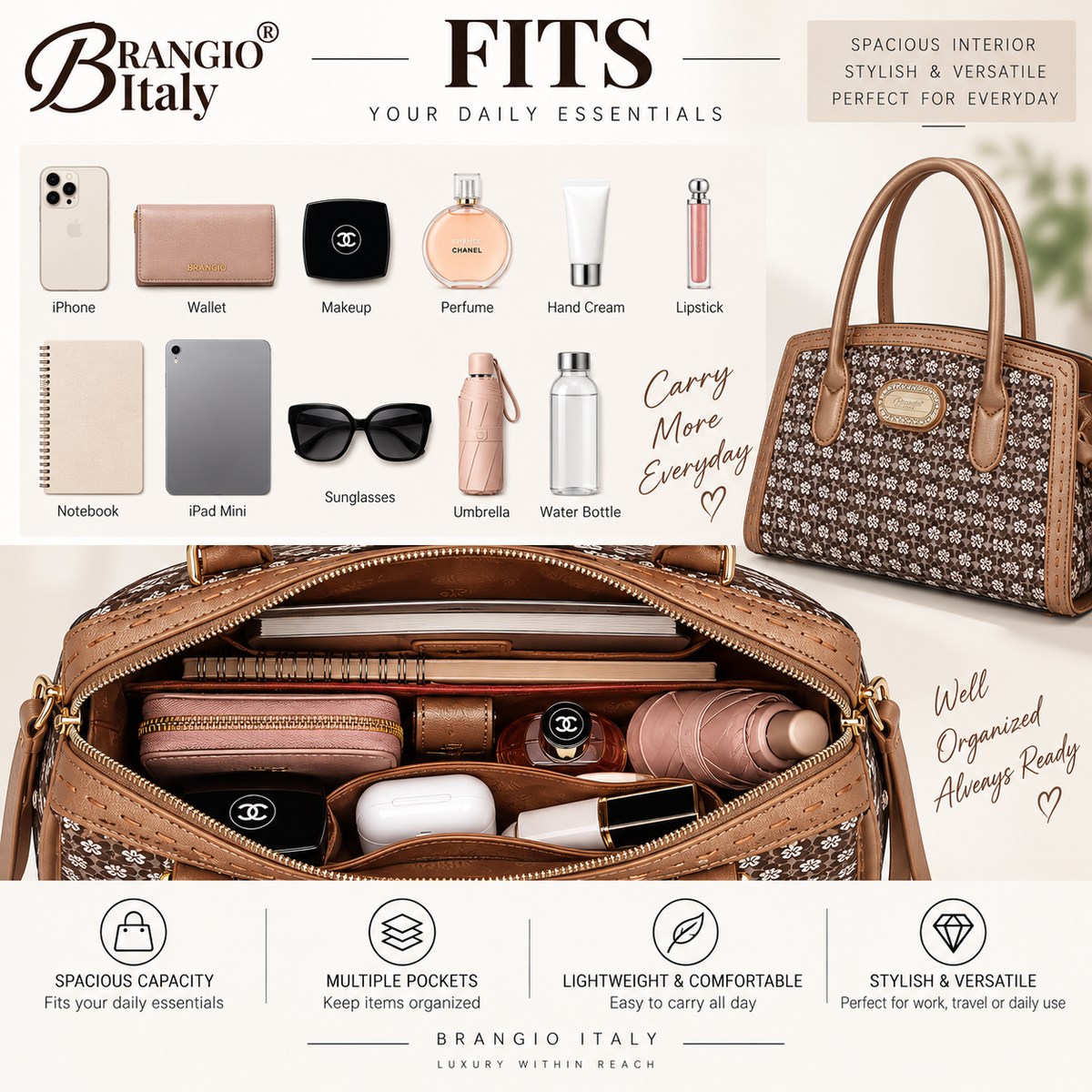 Brangio Italy Classic Charm Handbag