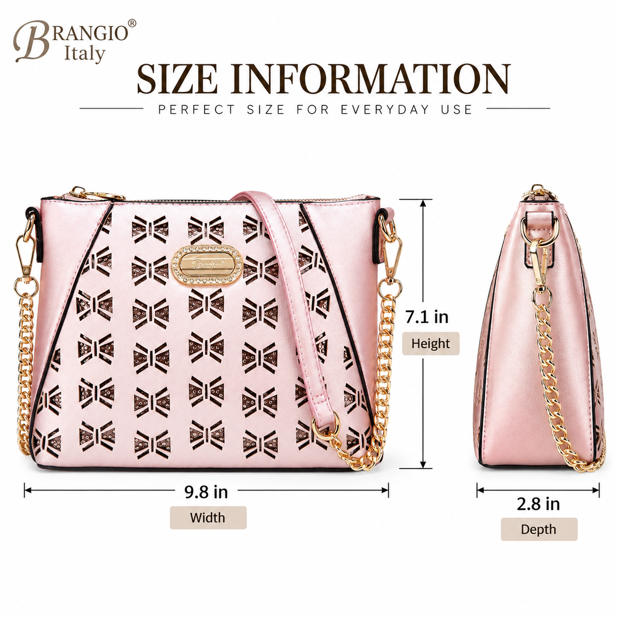 Brangio Italy Laser Cut Crossbody Bag – Designer Shoulder Purse