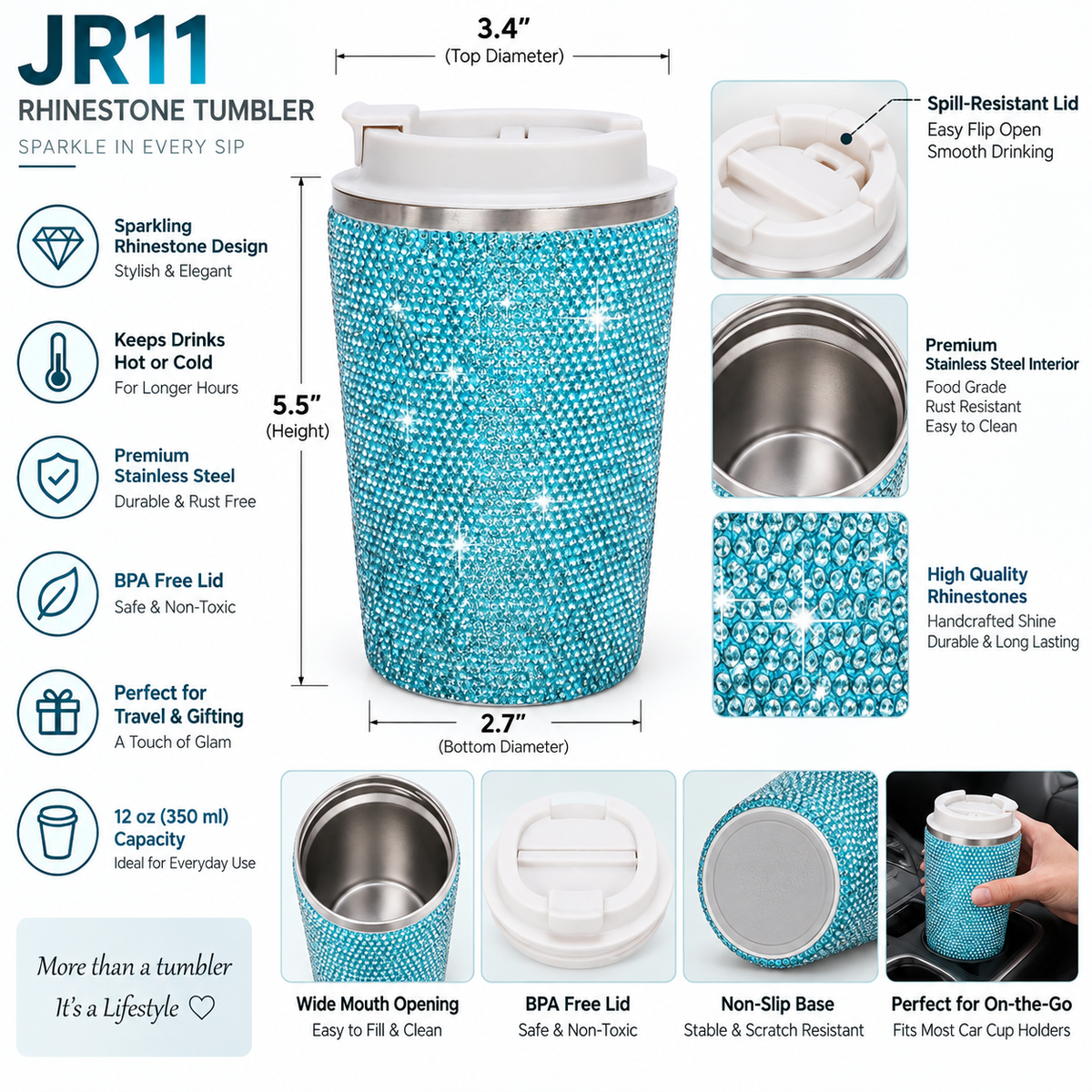 Brangio Luxury Bling Rhinestone Tumbler