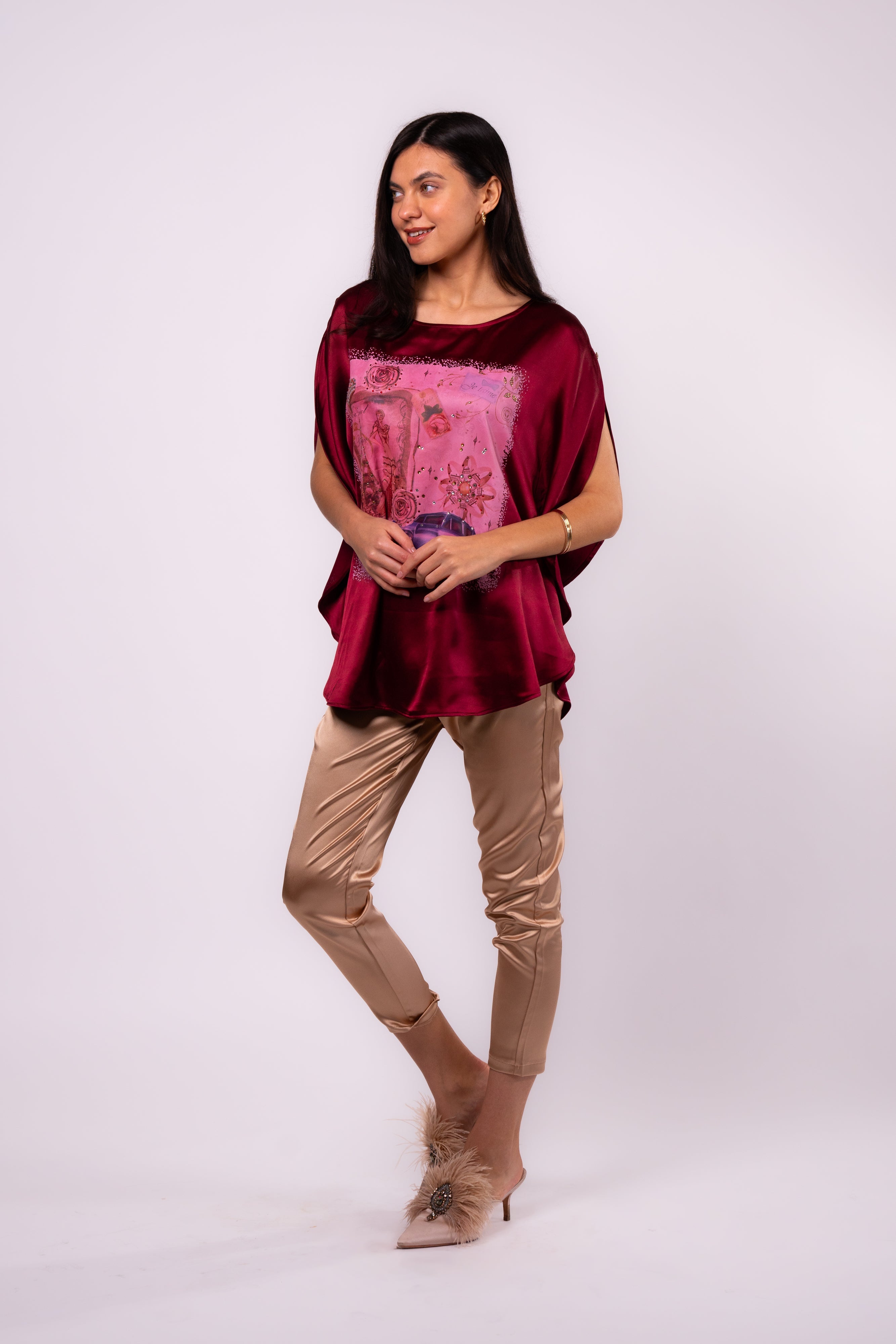 Brangio Vintage Parisian Elegance Top – Ruby Red