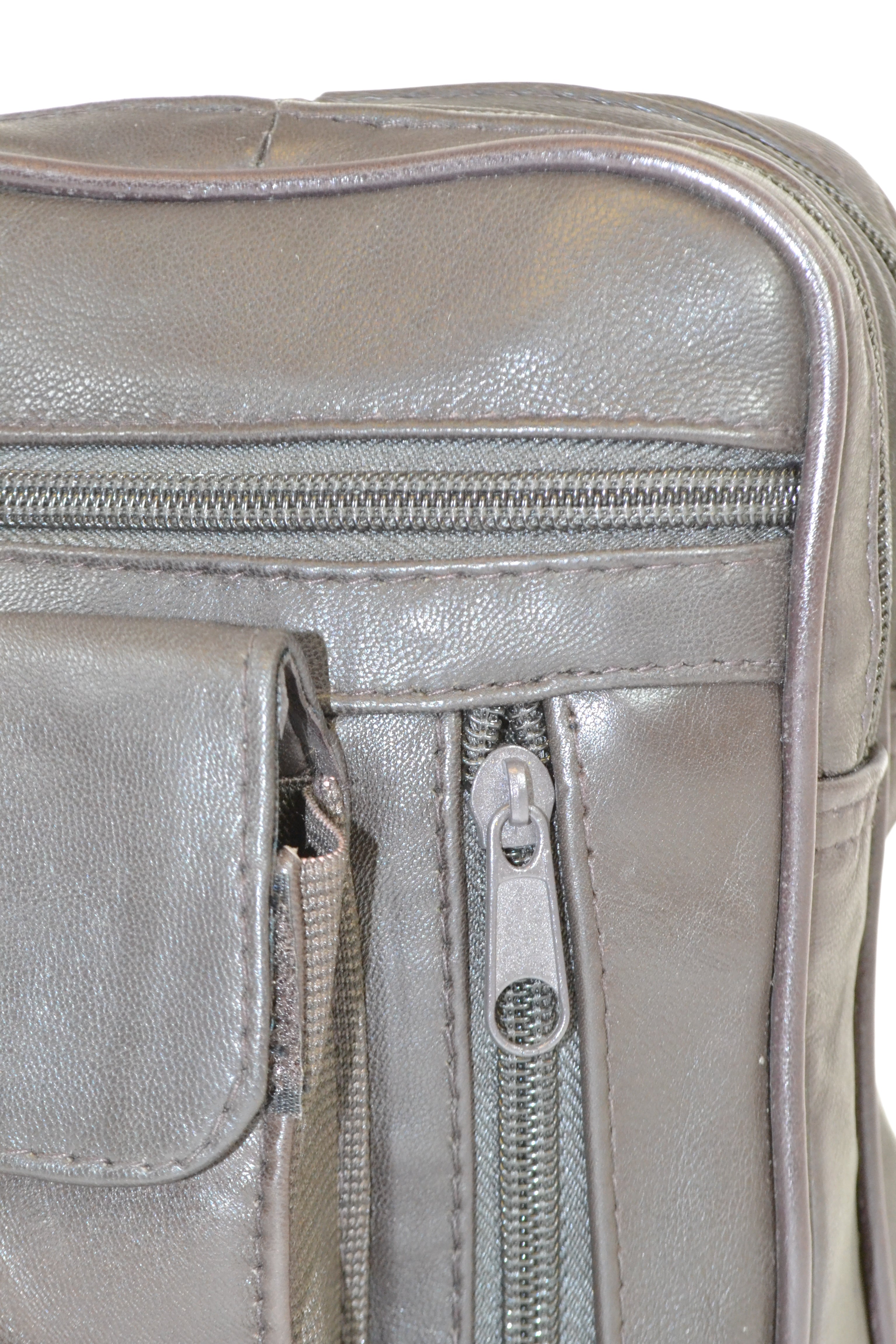 Genuine Leather Dark Brown Crossbody Bag, Small Multi Pocket Shoulder Purse, Travel Organizer Messenger Bag for Men or Women
