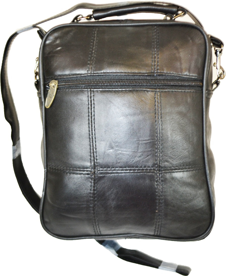 Unisex Tinder Genuine Leather Black Multi Pocket Crossbody Bag Travel Organizer Shoulder Bag