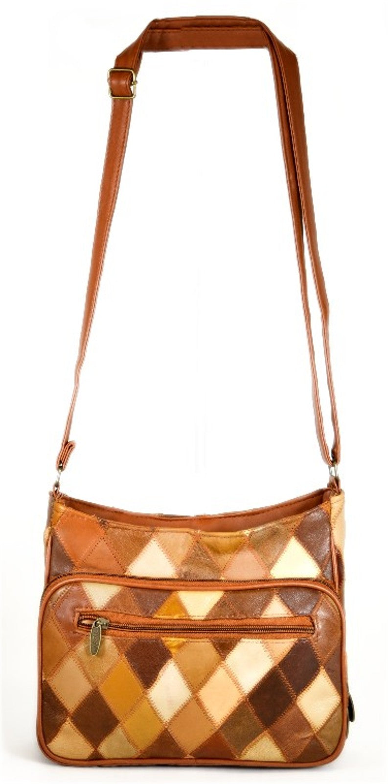 Tinder Genuine Leather Brown Patchwork Crossbody Bag Multi Pocket Shoulder Purse for Unisex