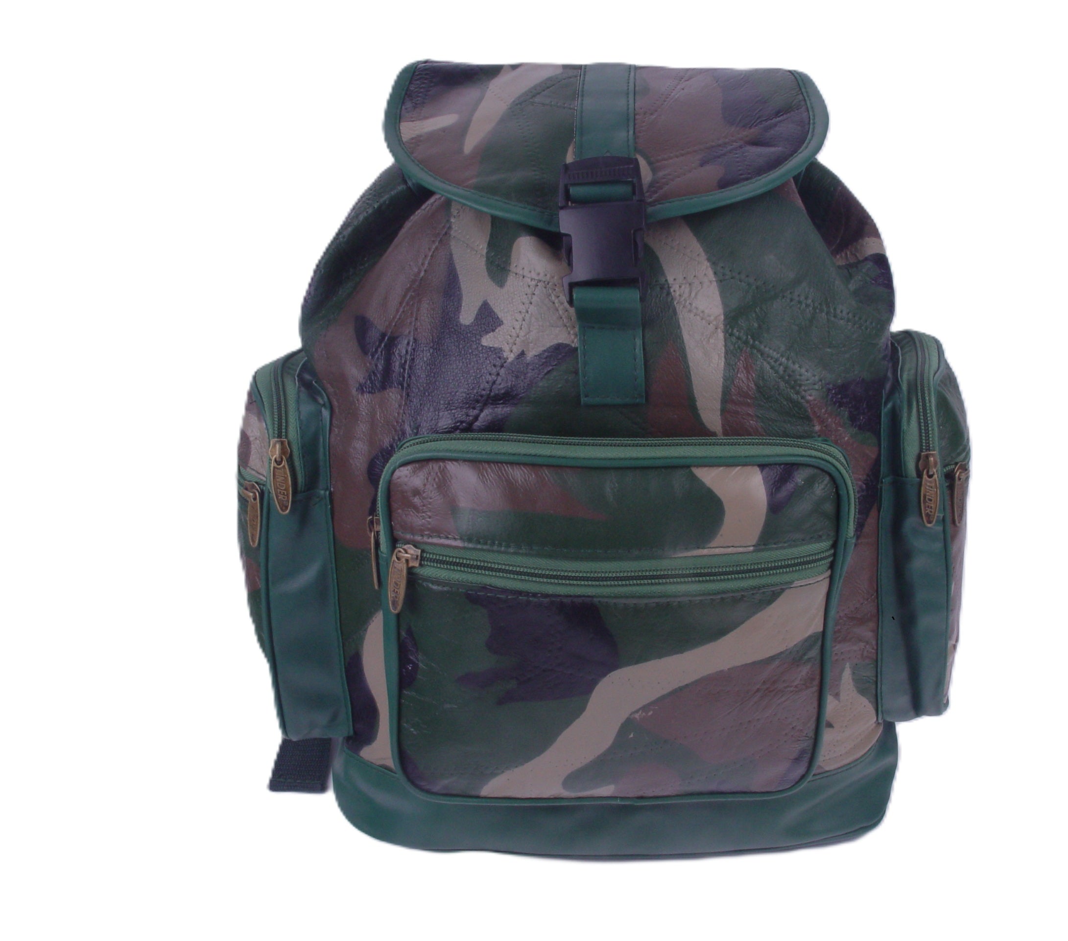 Tinder Genuine Leather Camouflage Backpack Multi Pocket Travel Daypack for Unisex