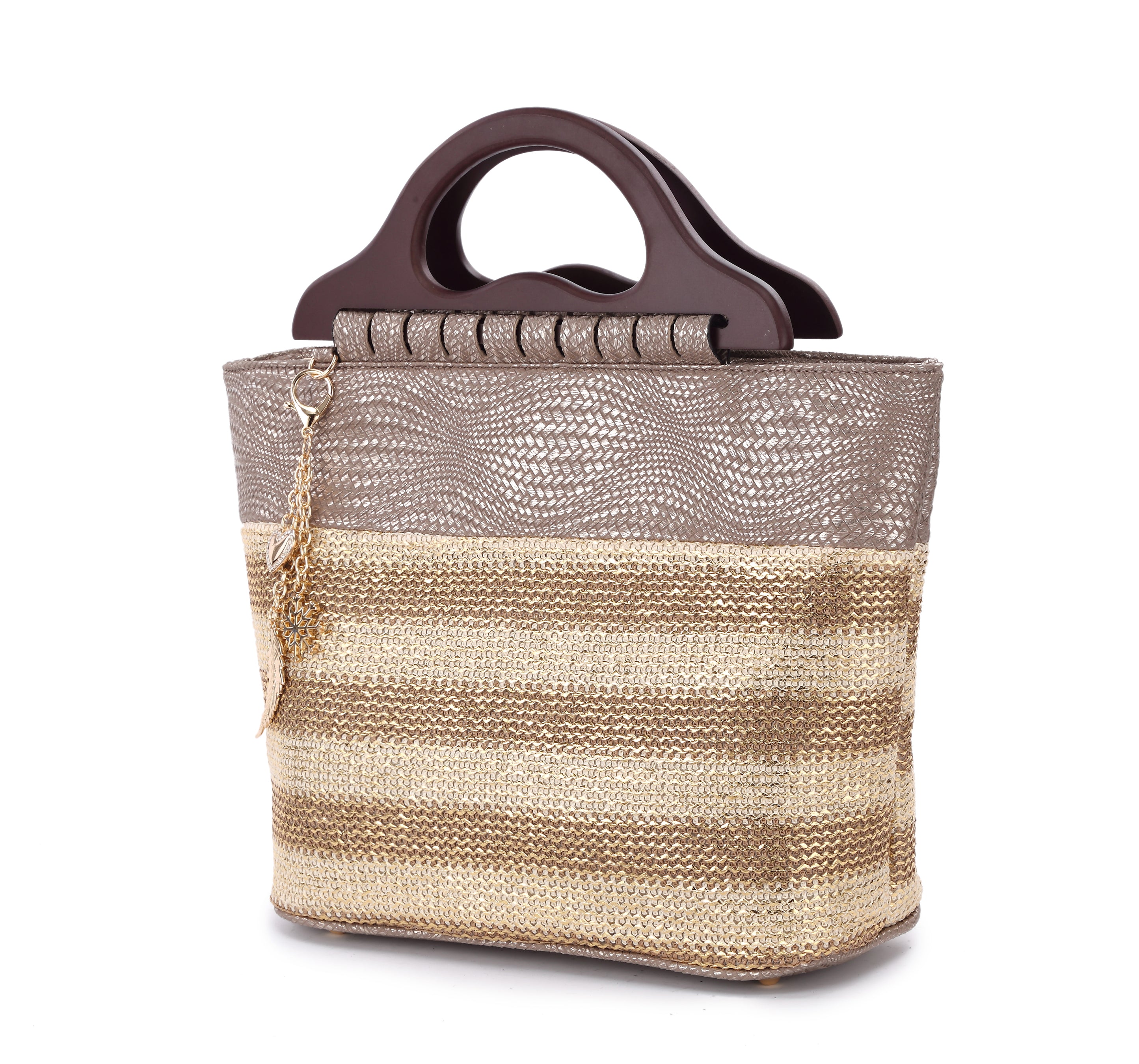 Originally Designed Handmade Woven Straw Tote Bag, Black Gold Top Handle Beach Purse, Summer Shoulder Handbag for Women