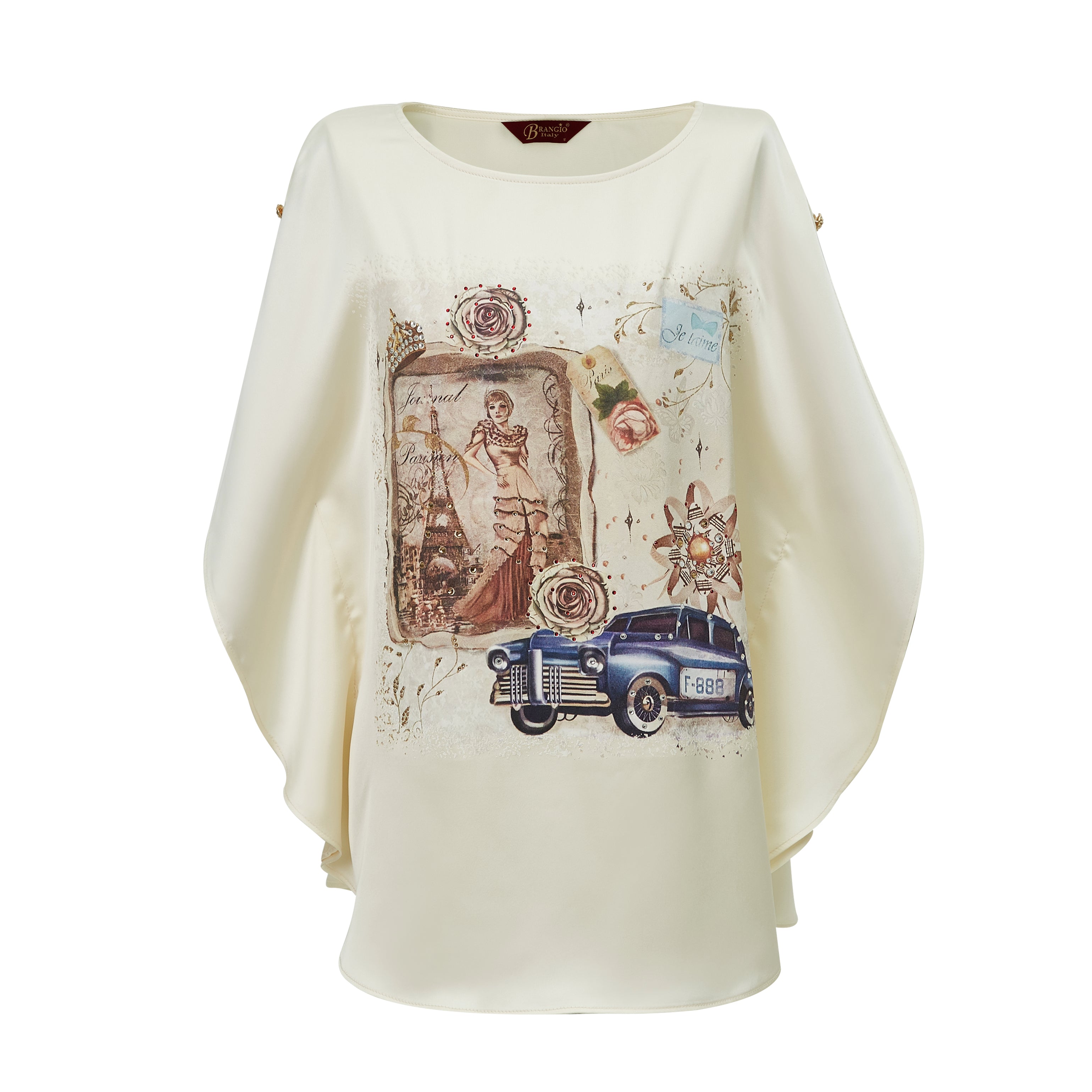 Brangio Vintage Parisian Elegance Top– Glamorous – Sky Blue