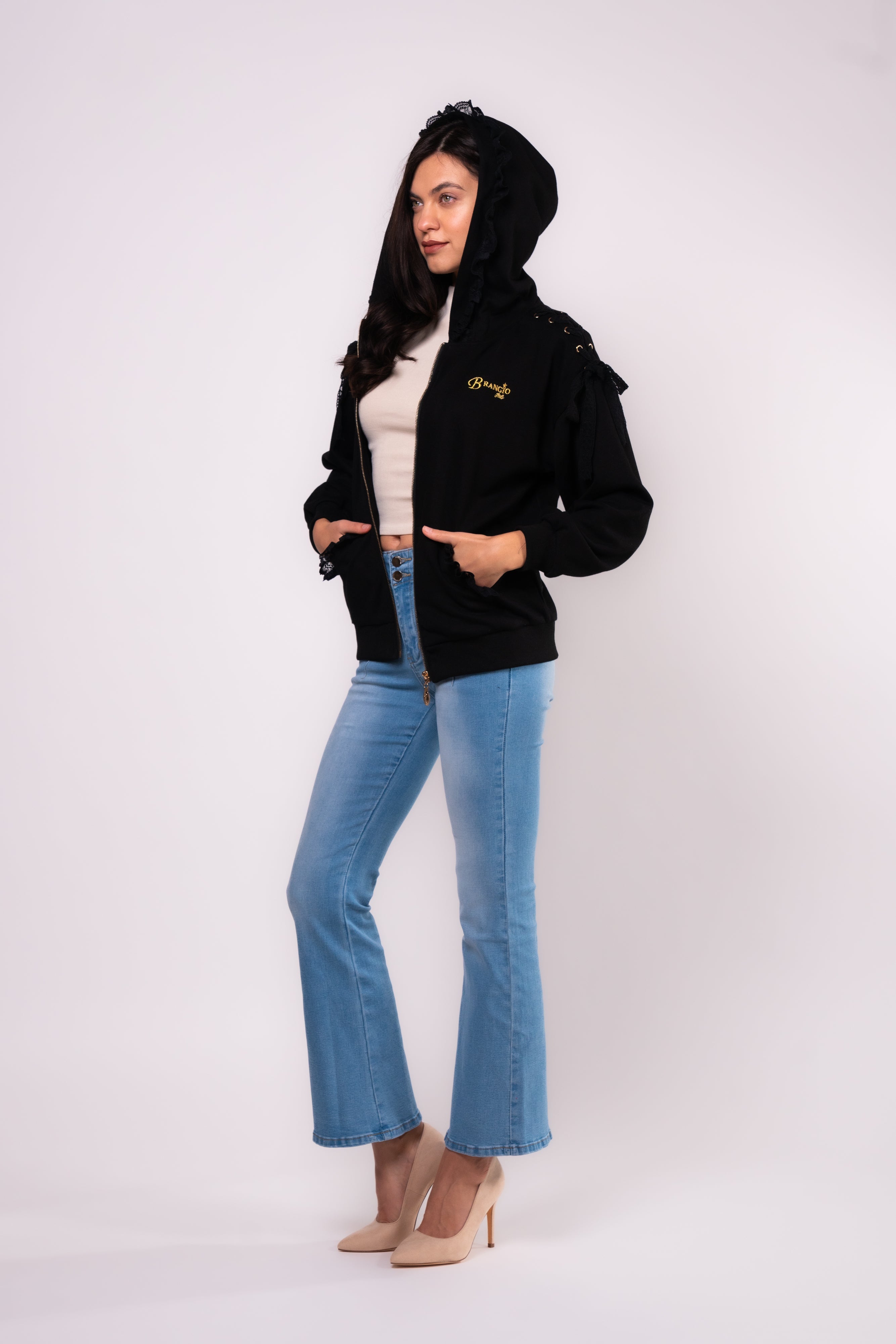 Brangio Italy Lace Hoodie - Black