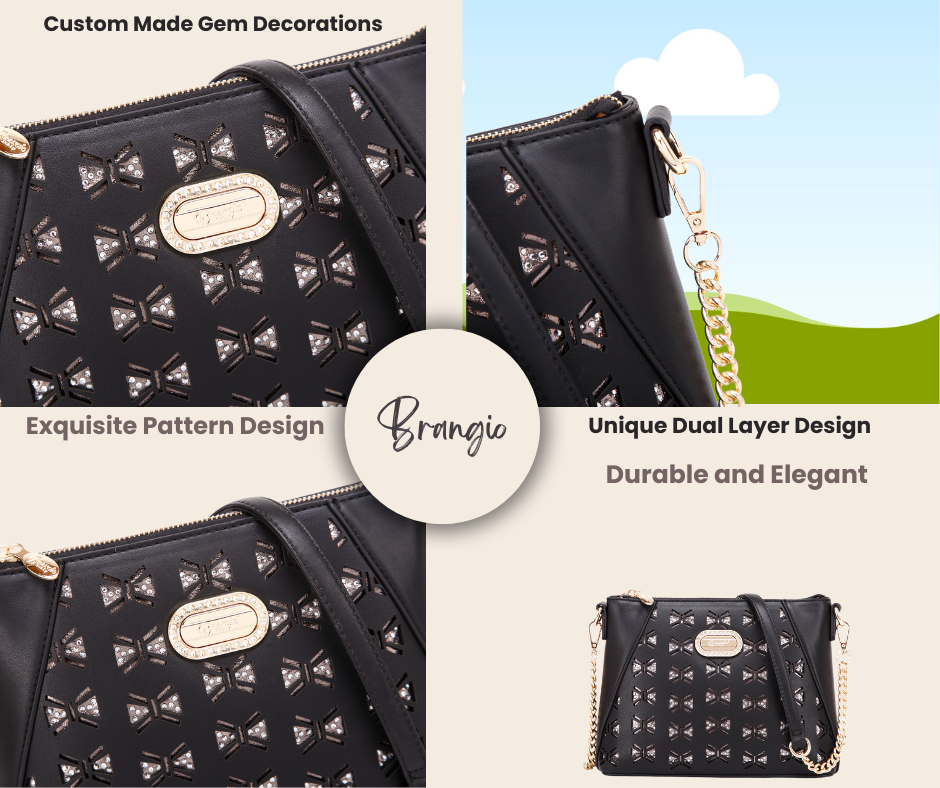 Brangio Italy Laser Cut Crossbody Bag – Designer Shoulder Purse