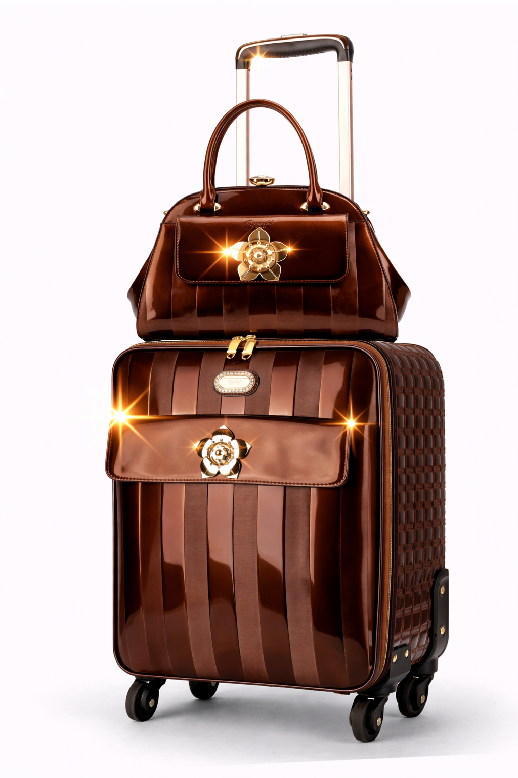 Brangio Italy Luxury Patent Leather Carry-On Luggage - Spinner Suitcase