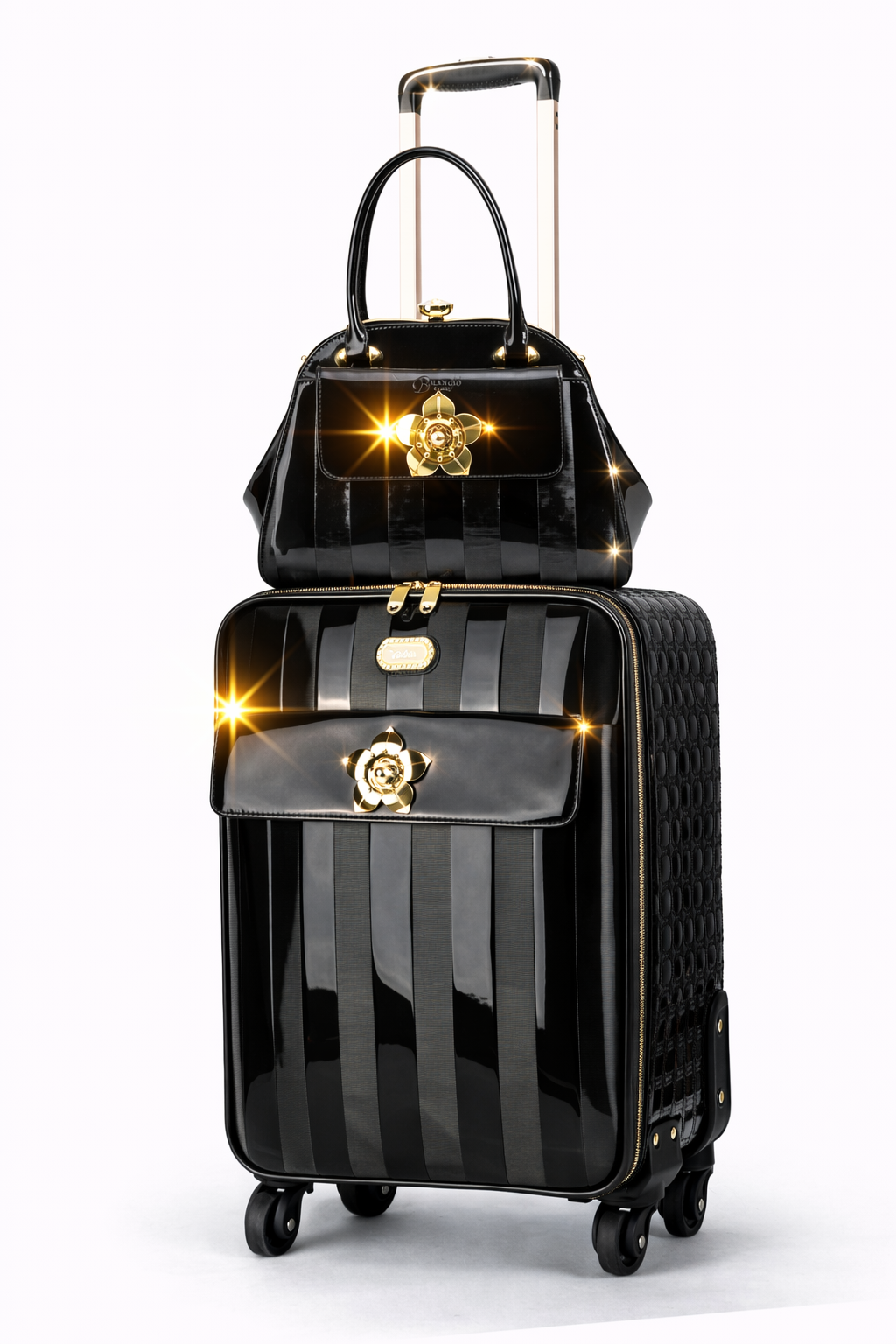 Brangio Italy Luxury Patent Leather Carry-On Luggage - Spinner Suitcase
