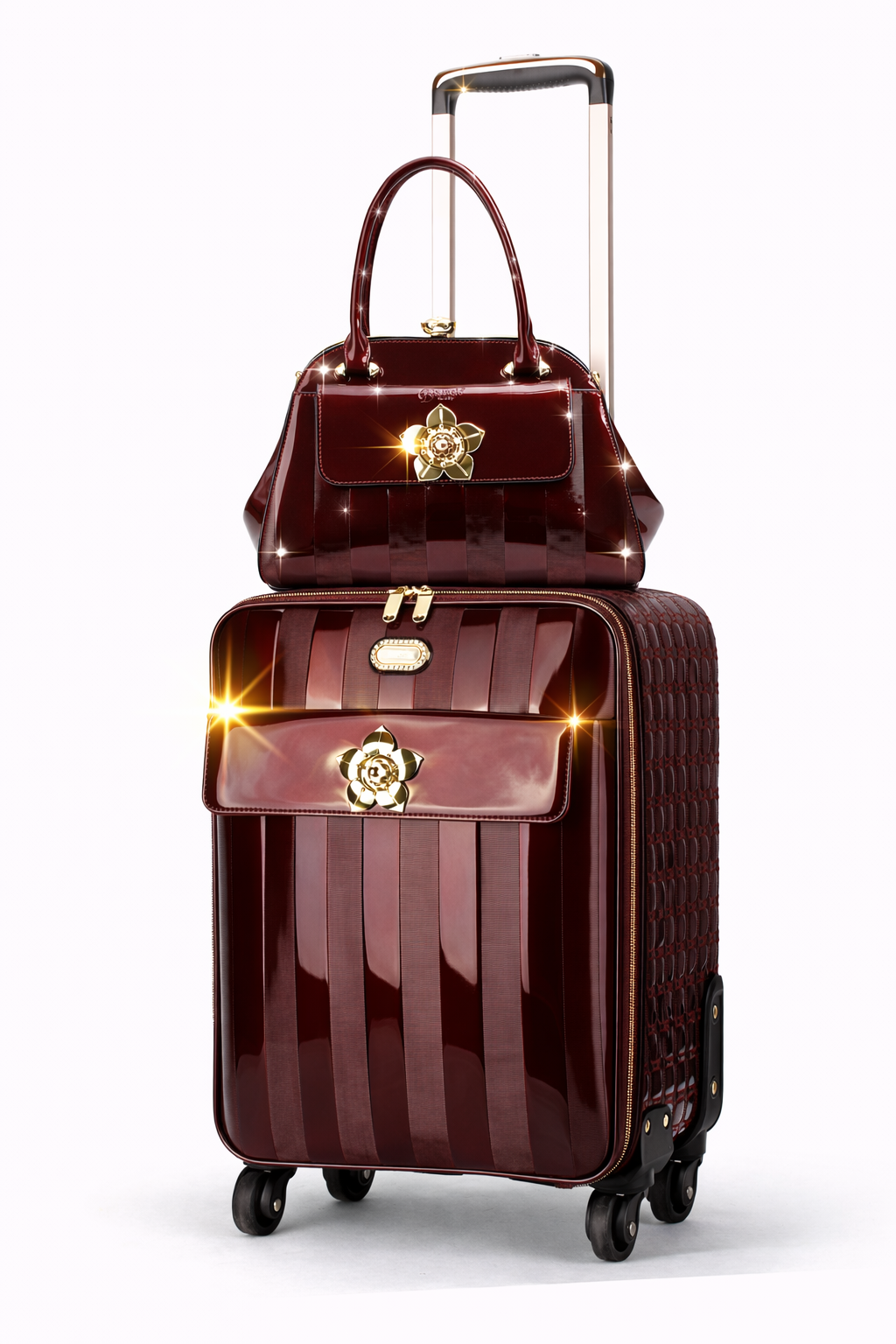 Brangio Italy Luxury Patent Leather Carry-On Luggage - Spinner Suitcase