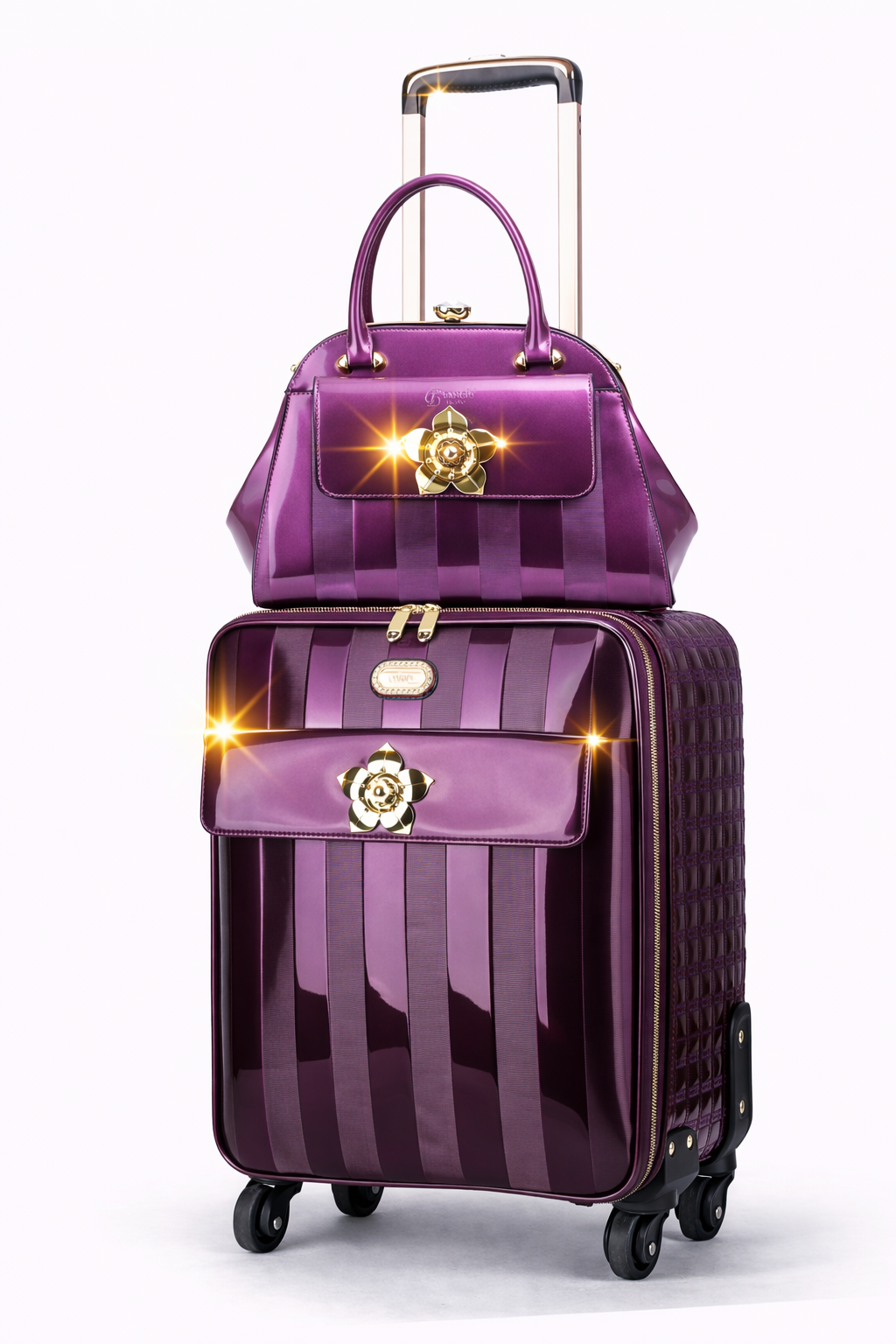 Brangio Italy Luxury Patent Leather Carry-On Luggage - Spinner Suitcase