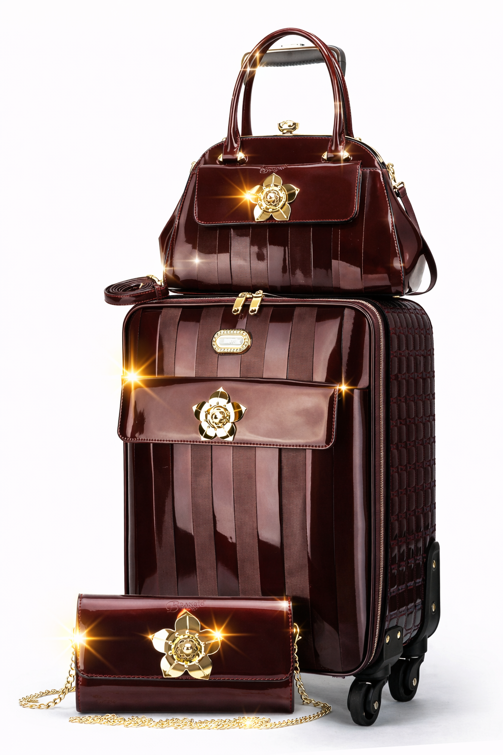 Brangio Italy Luxury Patent Leather Carry-On Luggage - Spinner Suitcase