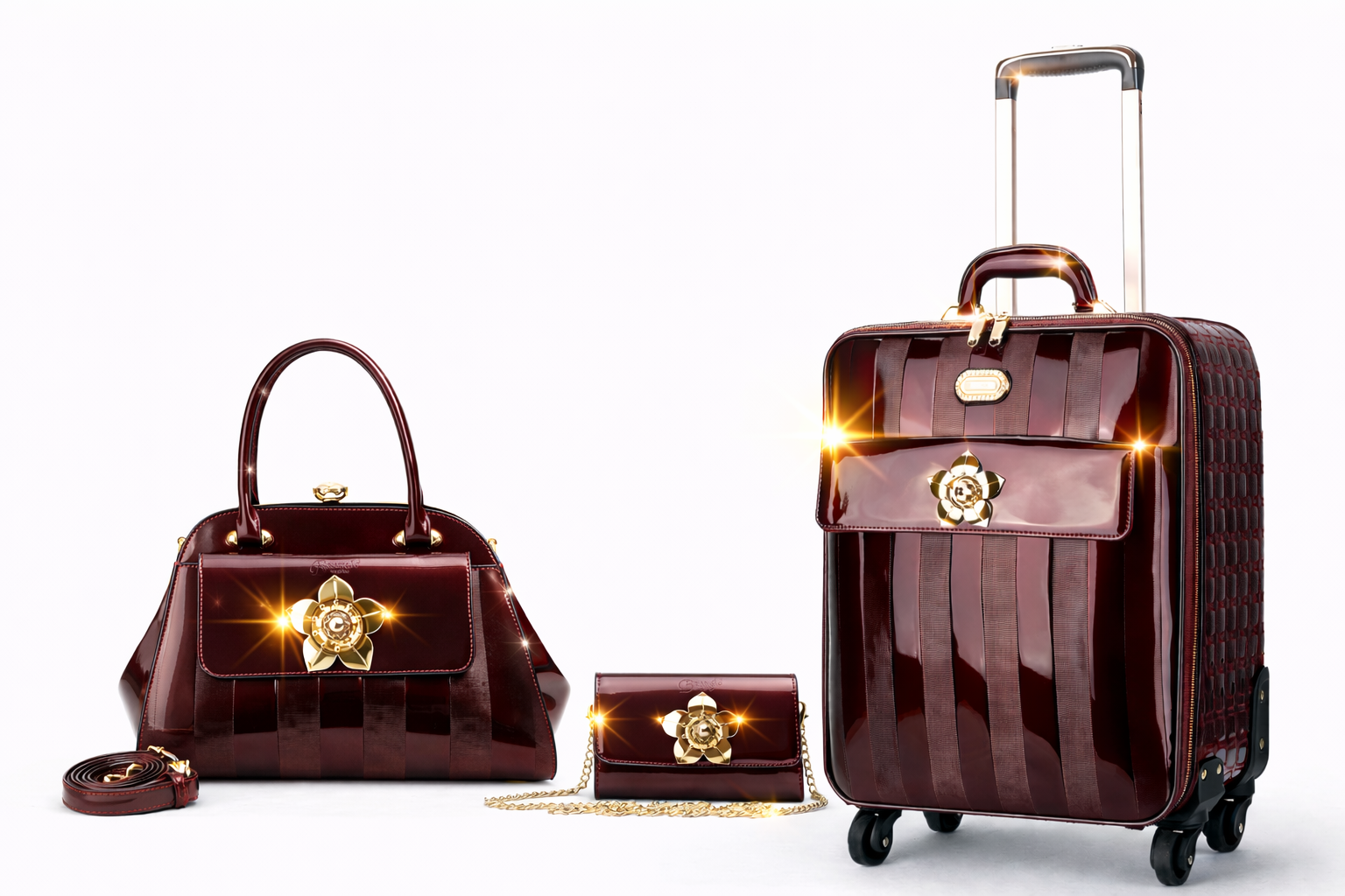 Brangio Italy Luxury Patent Leather Carry-On Luggage - Spinner Suitcase