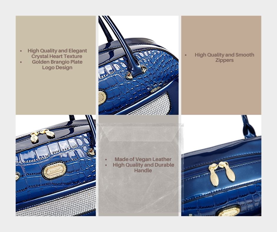 Brangio Italy Luxury Glossy Patent Leather Satchel Bag