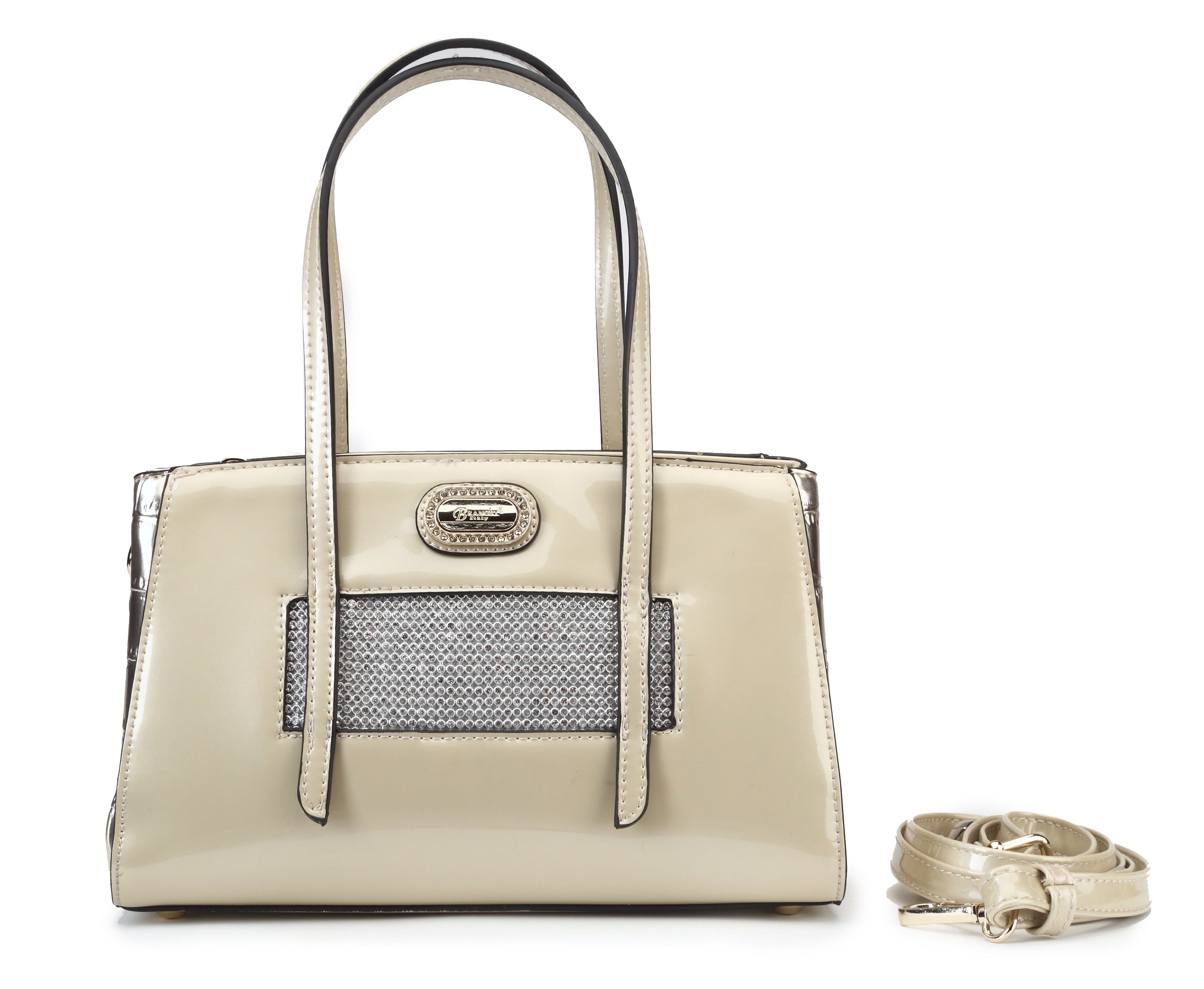Brangio Italy Patent Leather Rhinestone Tote Bag