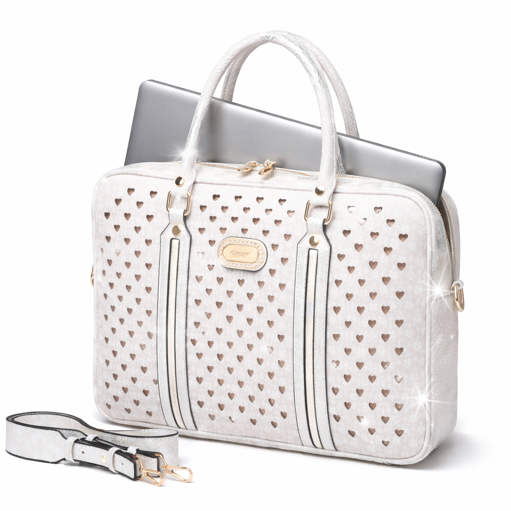 Brangio Italy Heart Pattern Briefcase – Designer Laptop Bag & Business Tote