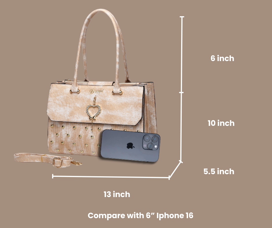 Brangio Italy Elegant Glow Heart Satchel Bag
