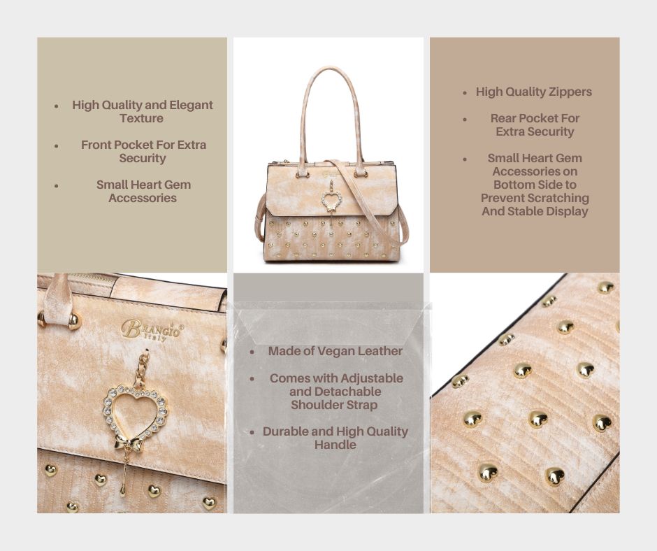 Brangio Italy Elegant Glow Heart Satchel Bag