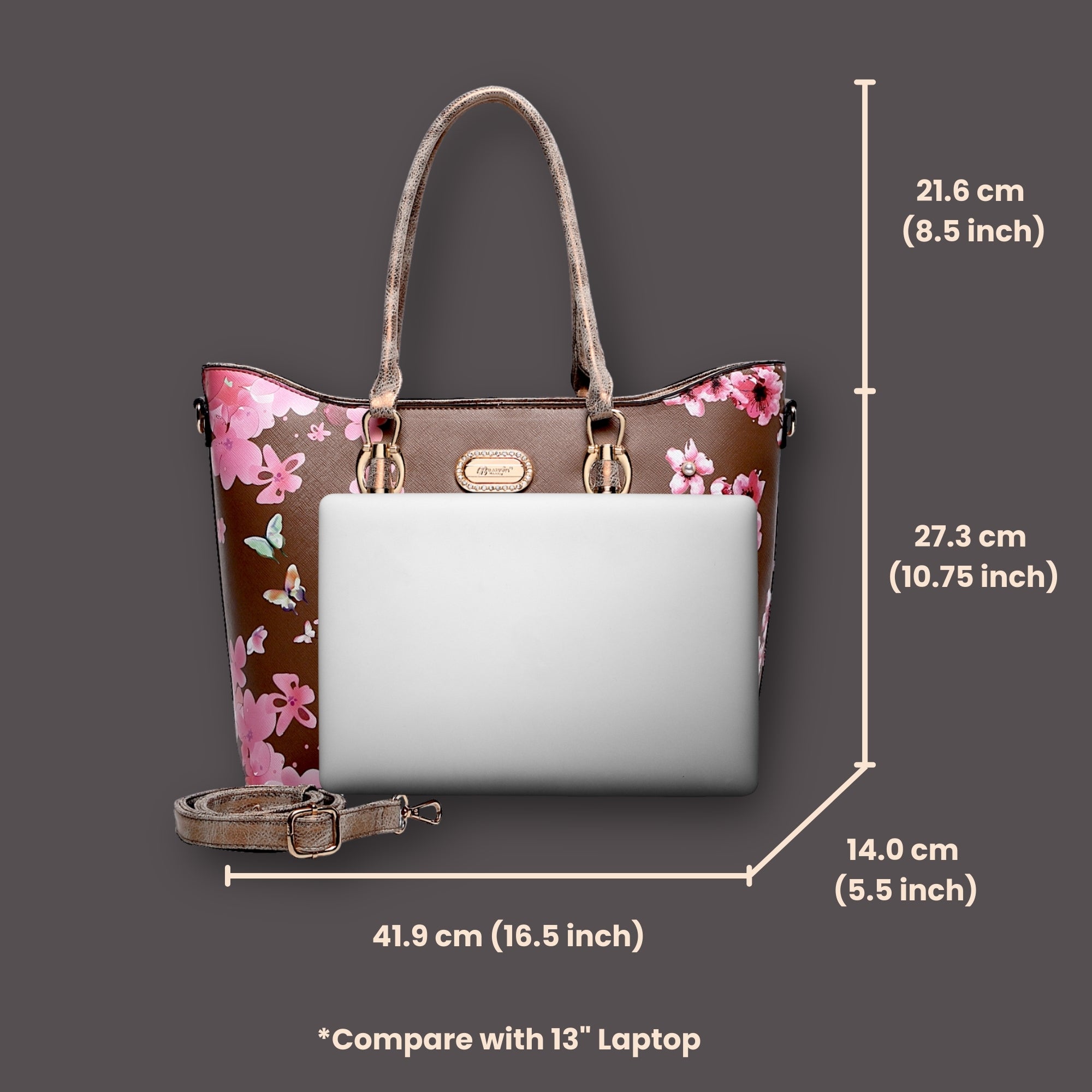 Brangio Italy Elegant Floral Hummingbird Tote Bag