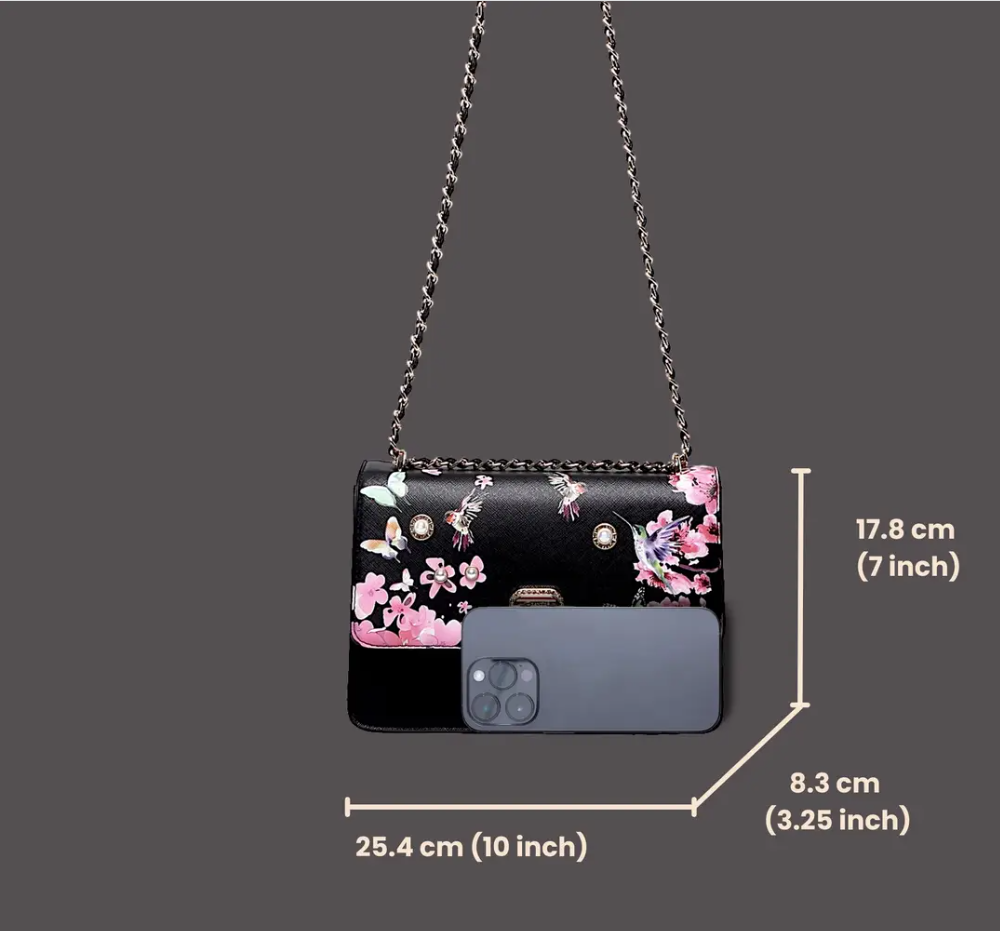 Brangio Italy Floral Butterfly Designer Chain Crossbody Bag