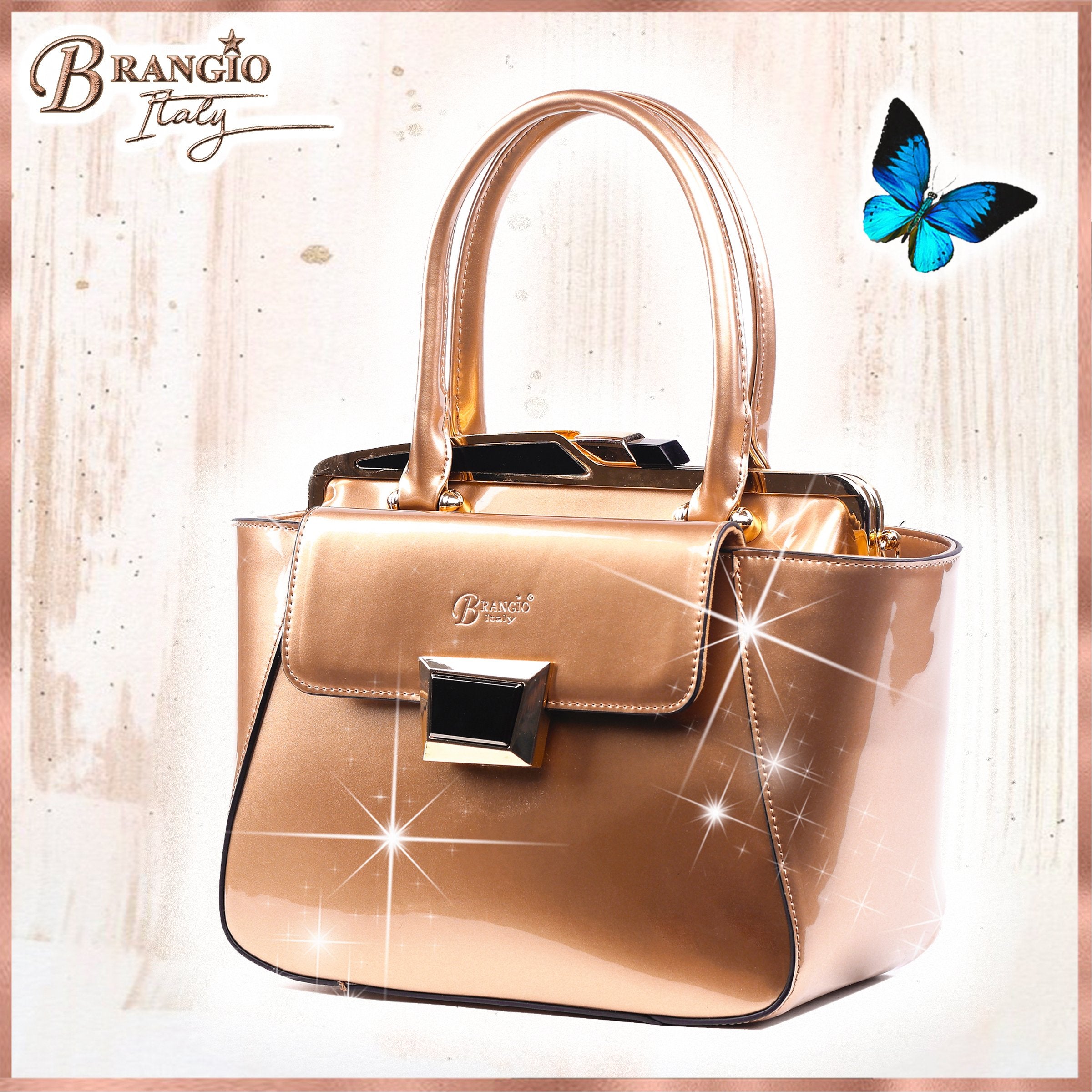 Brangio Italy Geometric Accent Designer Handbag