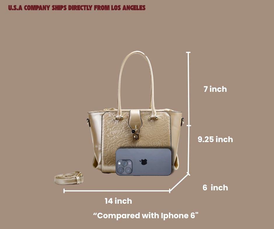 Brangio Italy Elegant Floral Embossed Designer Handbag