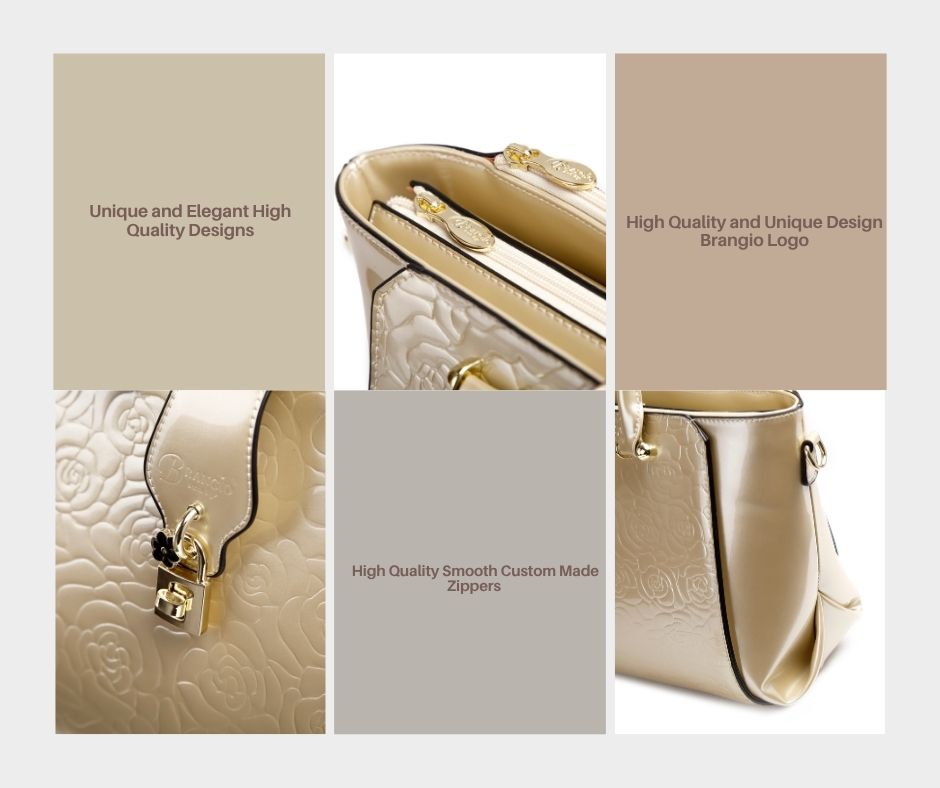 Brangio Italy Elegant Floral Embossed Designer Handbag