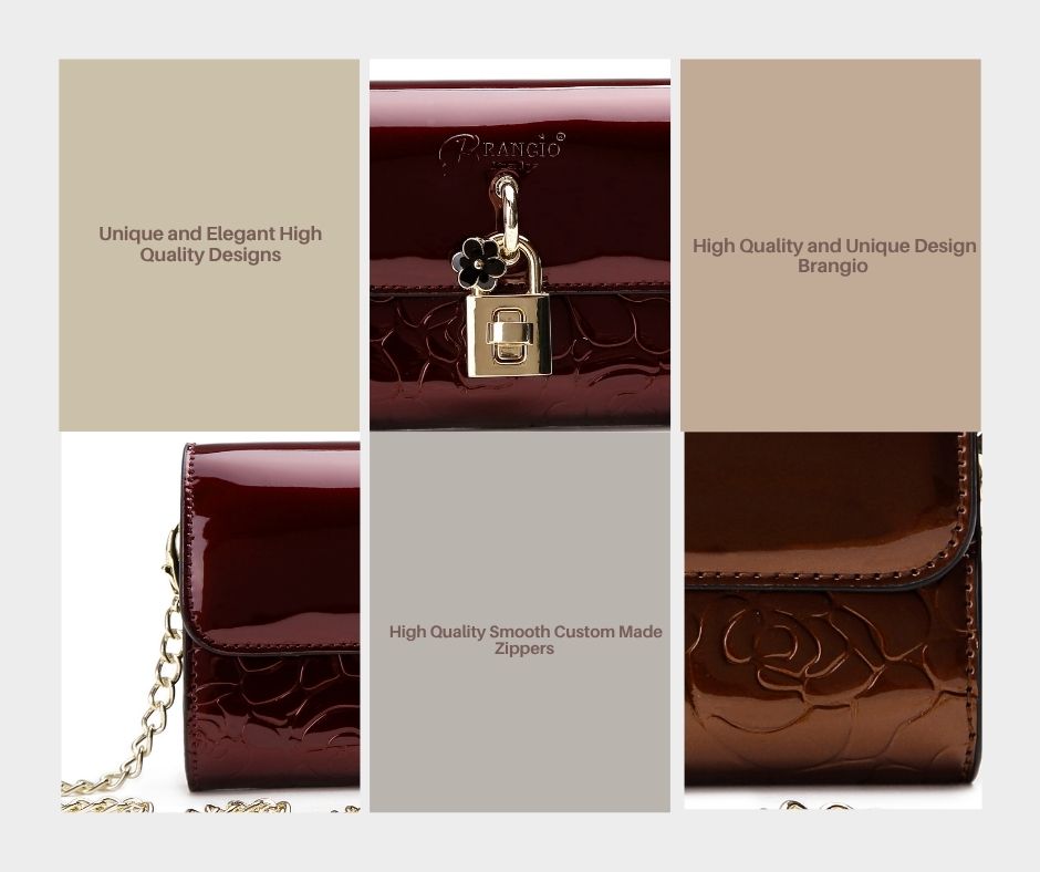 Brangio Italy Floral Embossed Clutch Wallet – Luxury Chain Crossbody Evening Bag