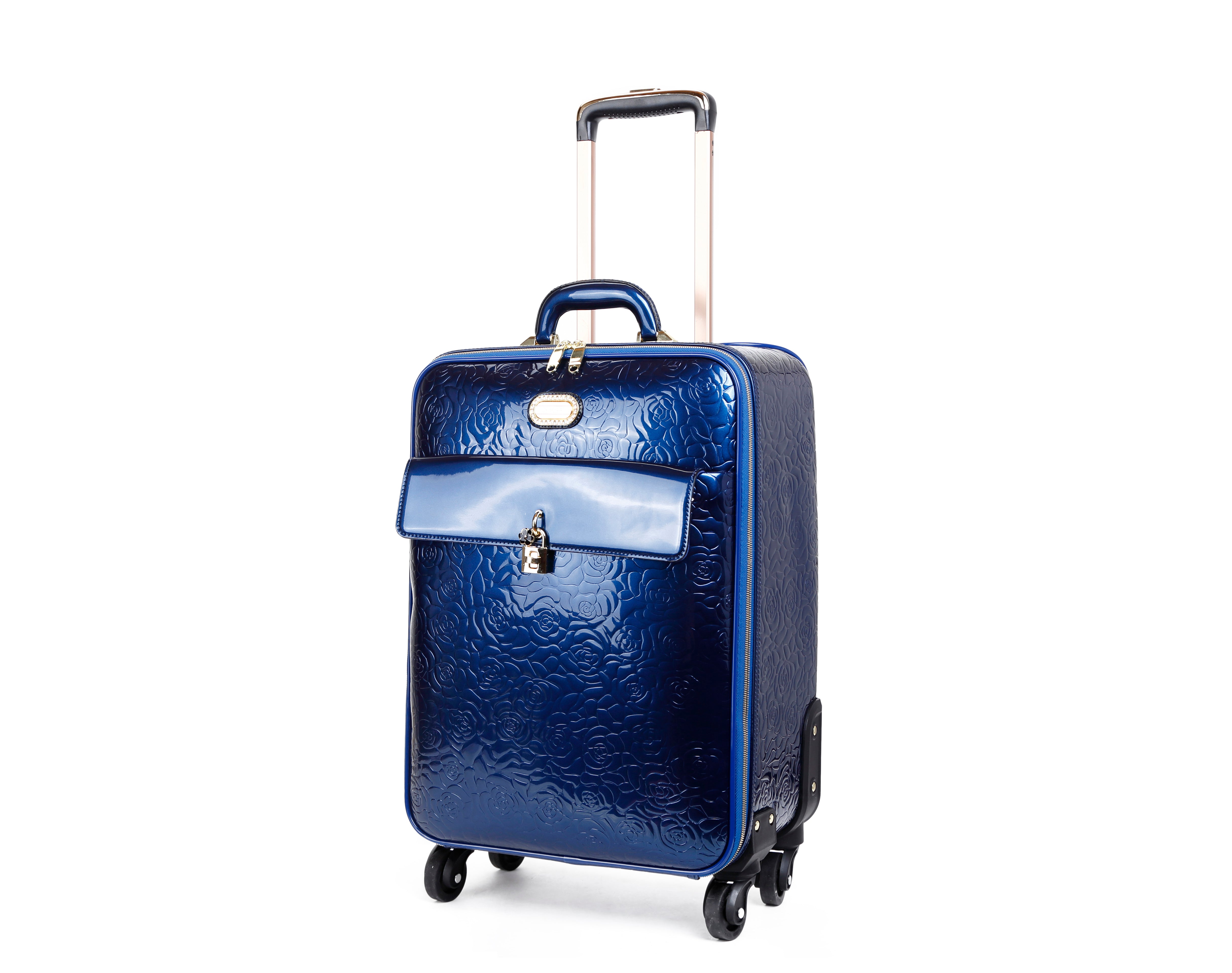 Brangio Italy Elegant Luxury Floral Embossed Designer Wheeled Carry-On Luggage