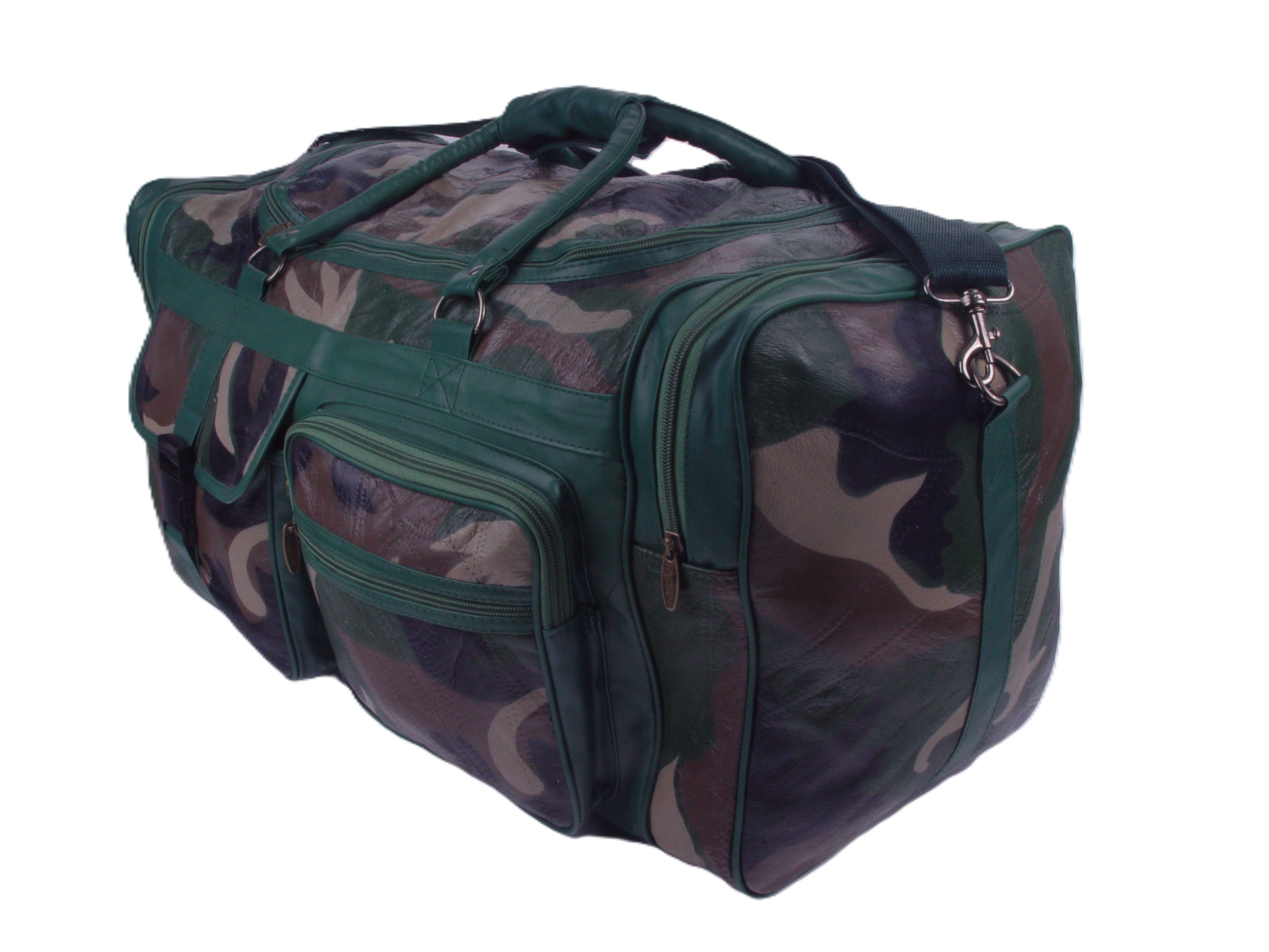 Tinder Genuine Leather Camouflage Duffel Bag Large Travel Weekender Bag for Unisex
