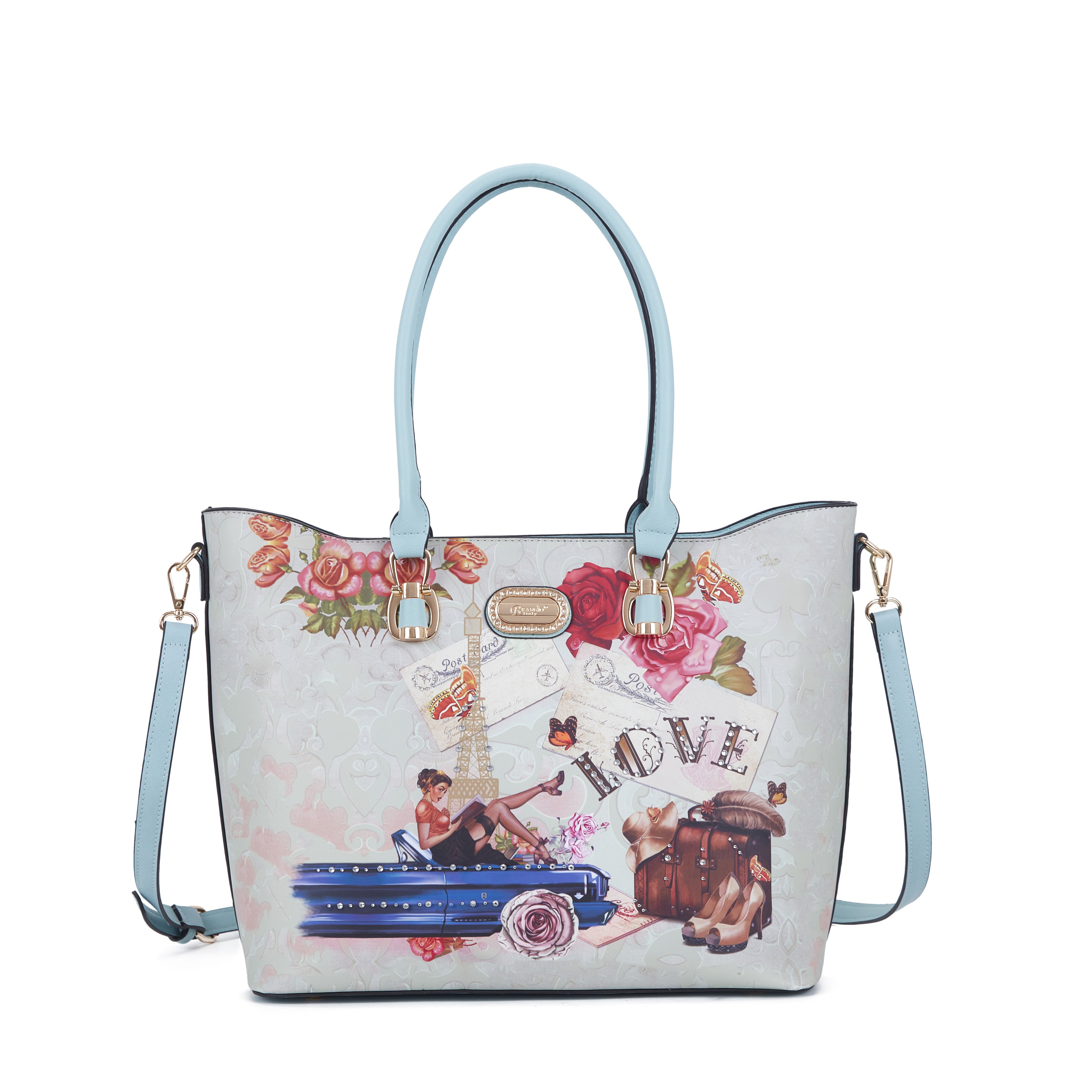 Brangio Italy Vintage Floral Love Medium Designer Handbag