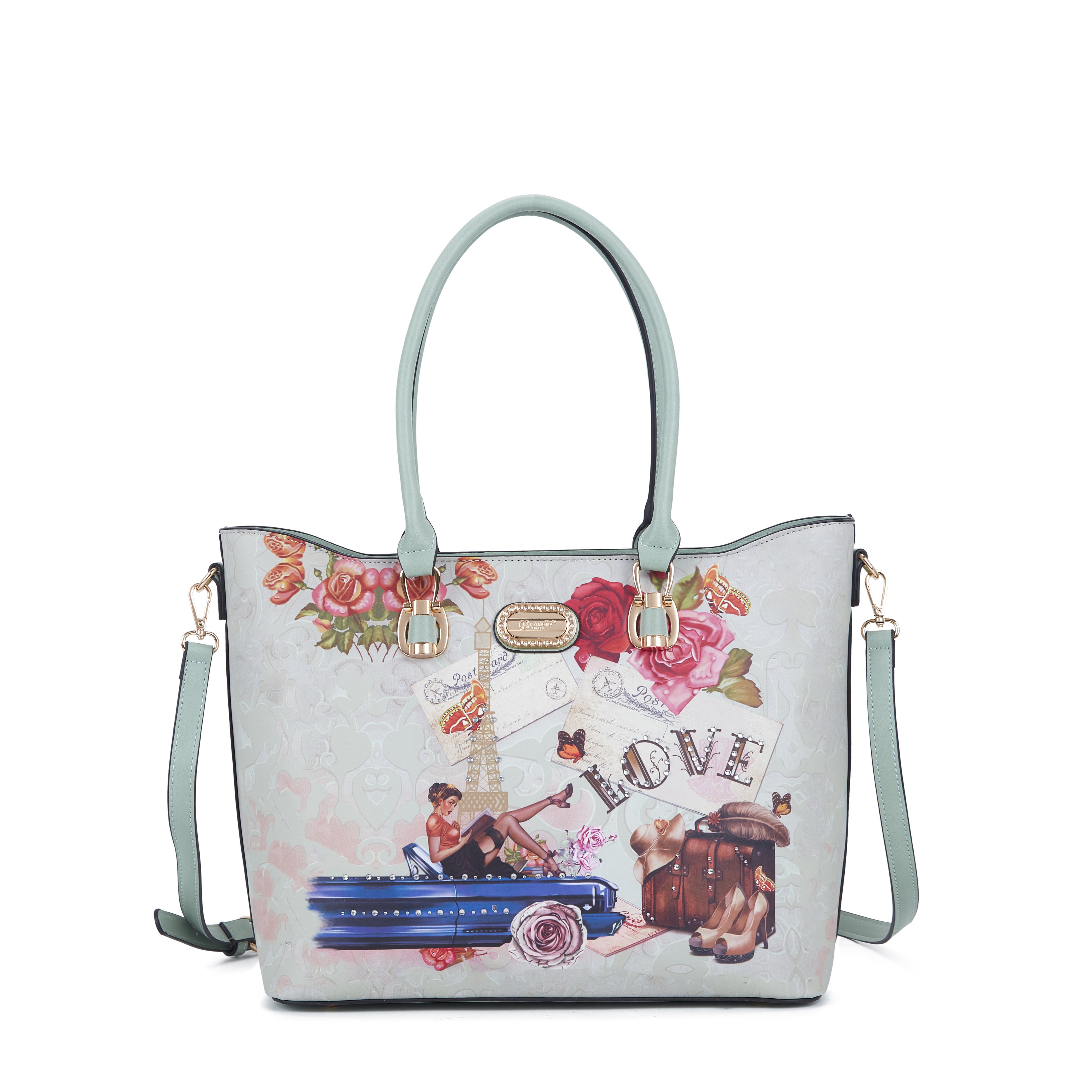 Brangio Italy Vintage Floral Love Medium Designer Handbag