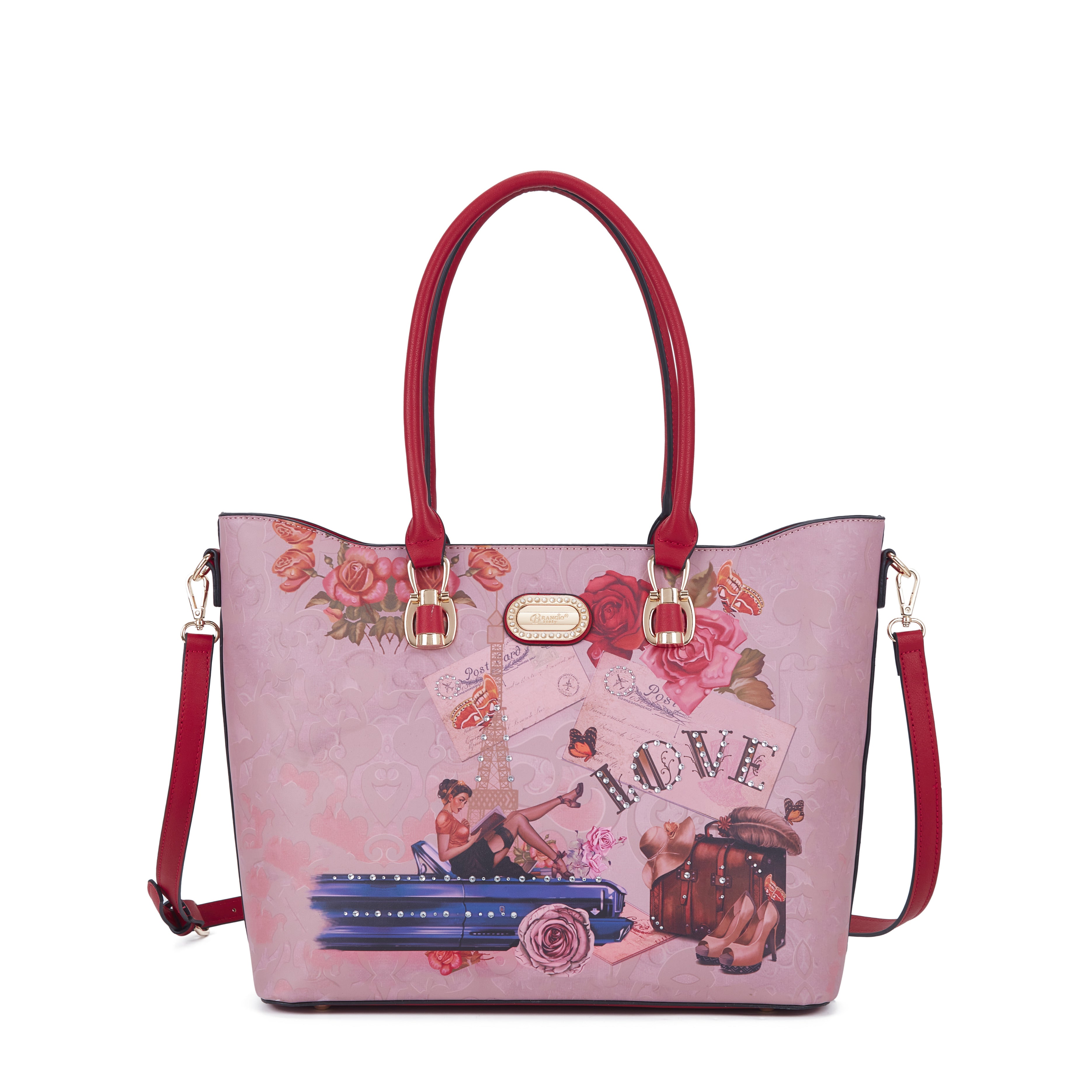 Brangio Italy Vintage Floral Love Medium Designer Handbag