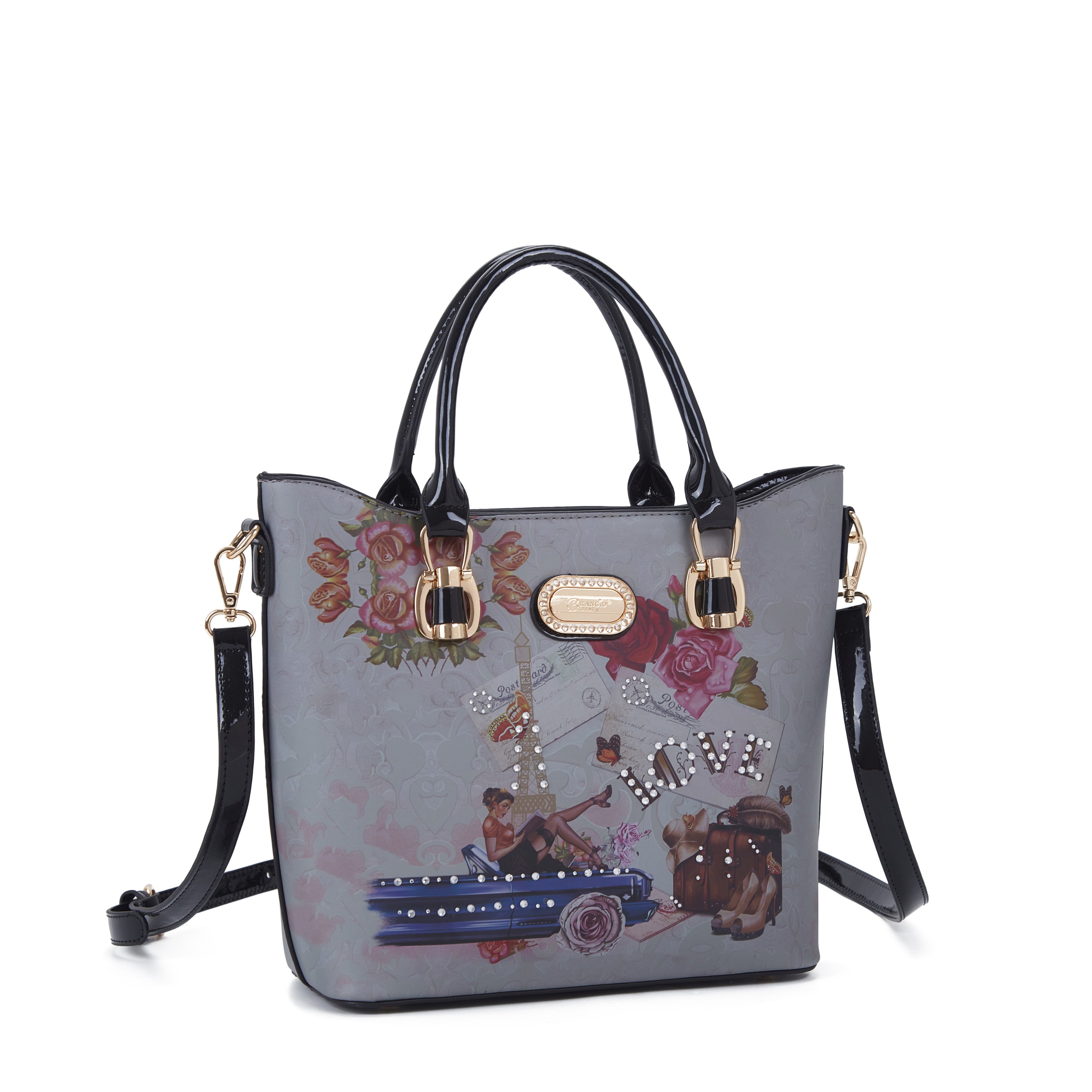 Brangio Italy Vintage Floral Love Small Designer Handbag
