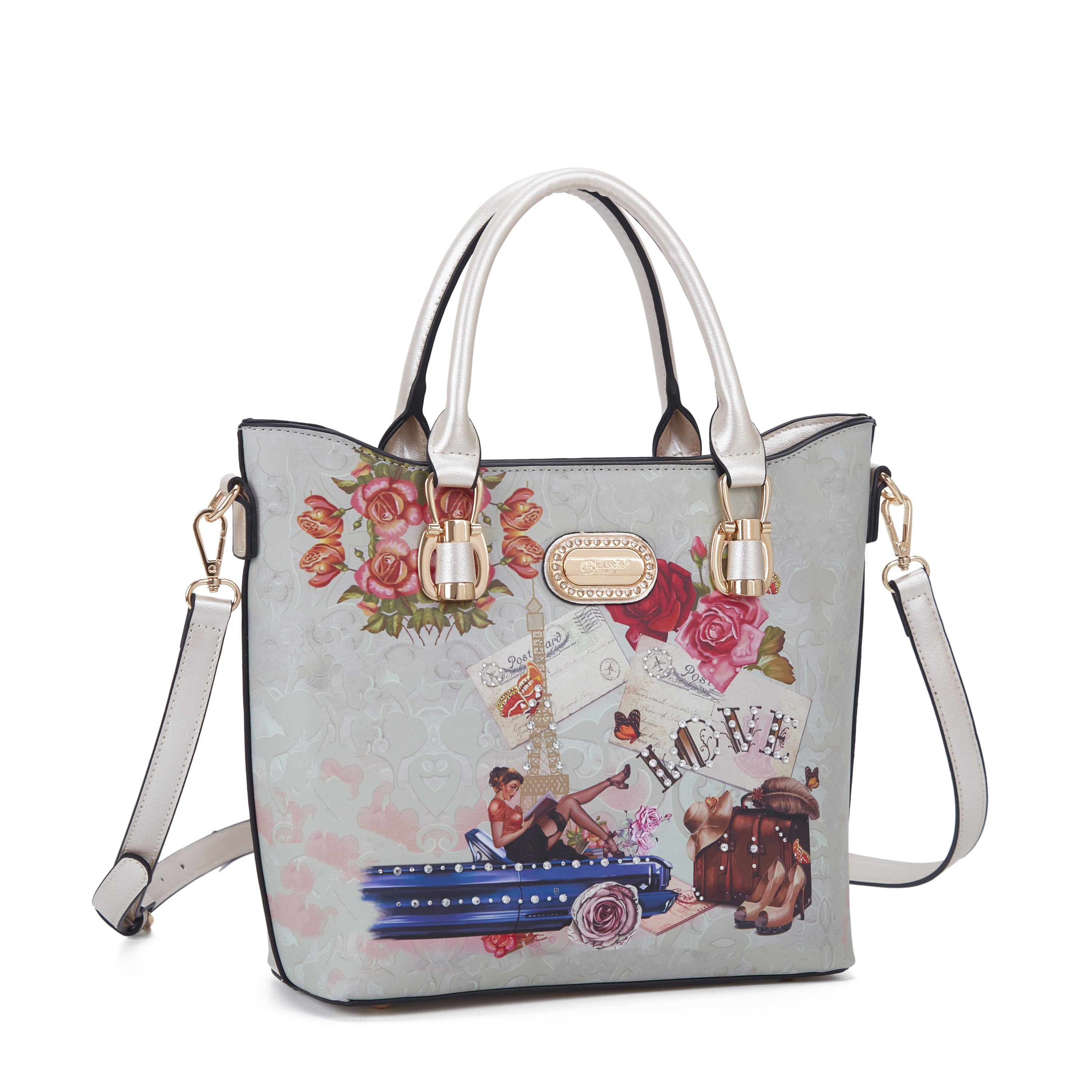 Brangio Italy Vintage Floral Love Small Designer Handbag