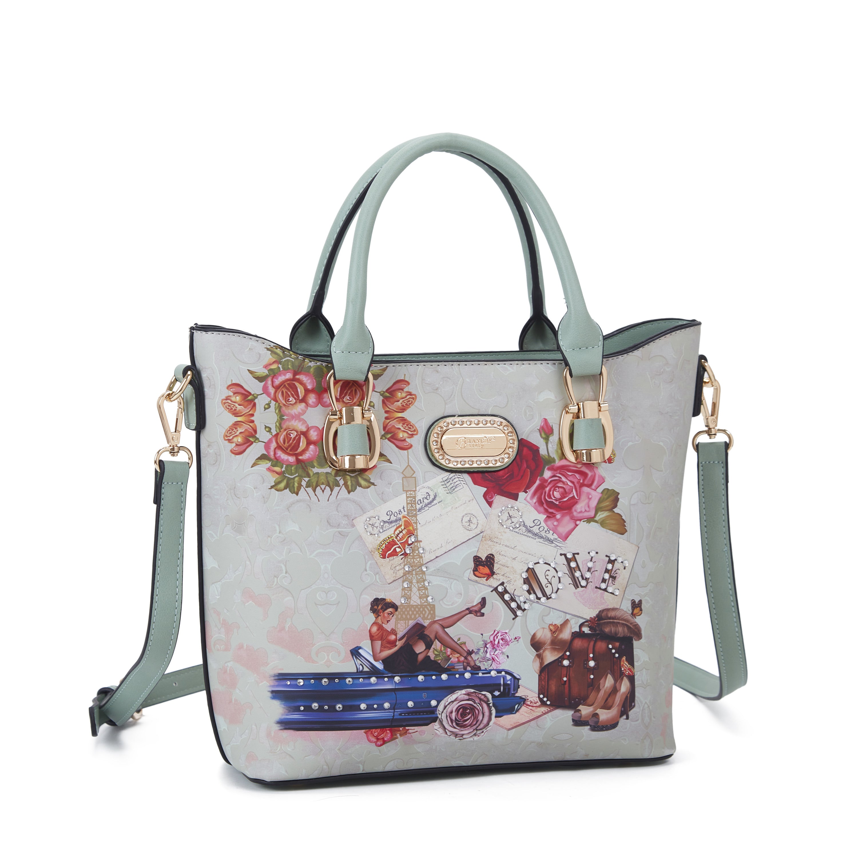 Brangio Italy Vintage Floral Love Small Designer Handbag