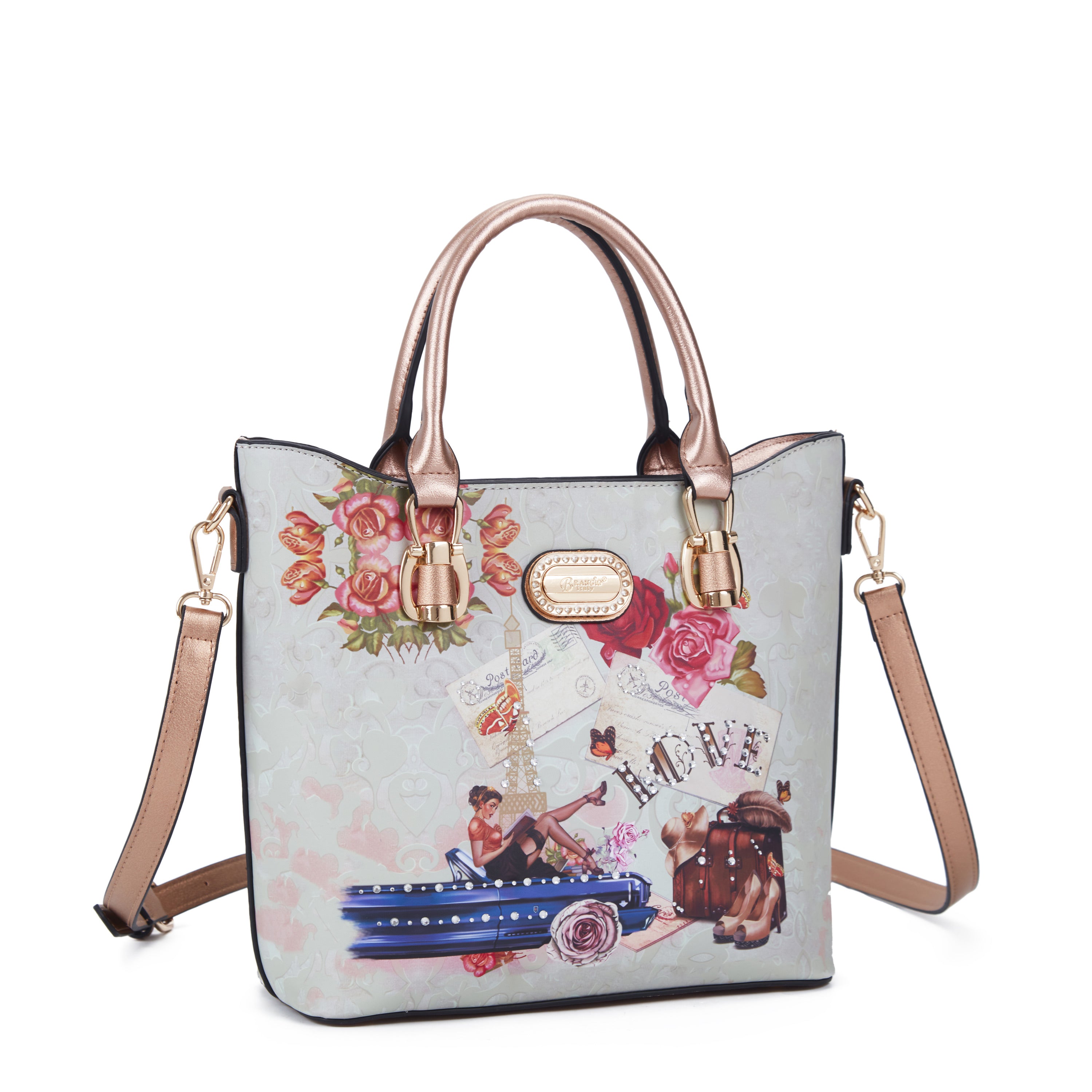 Brangio Italy Vintage Floral Love Small Designer Handbag