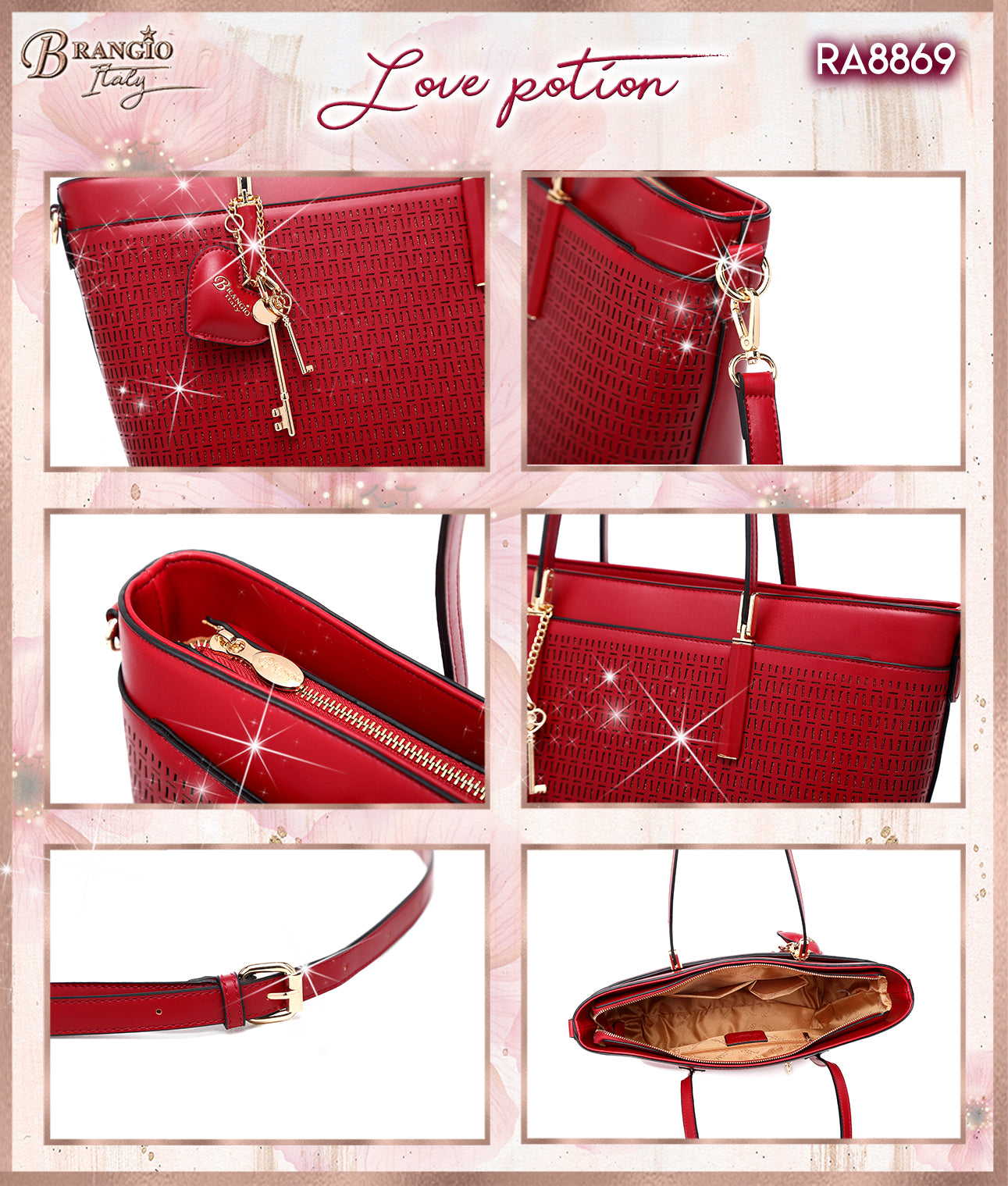 Brangio Italy Love Wings Key Charm Tote Bag