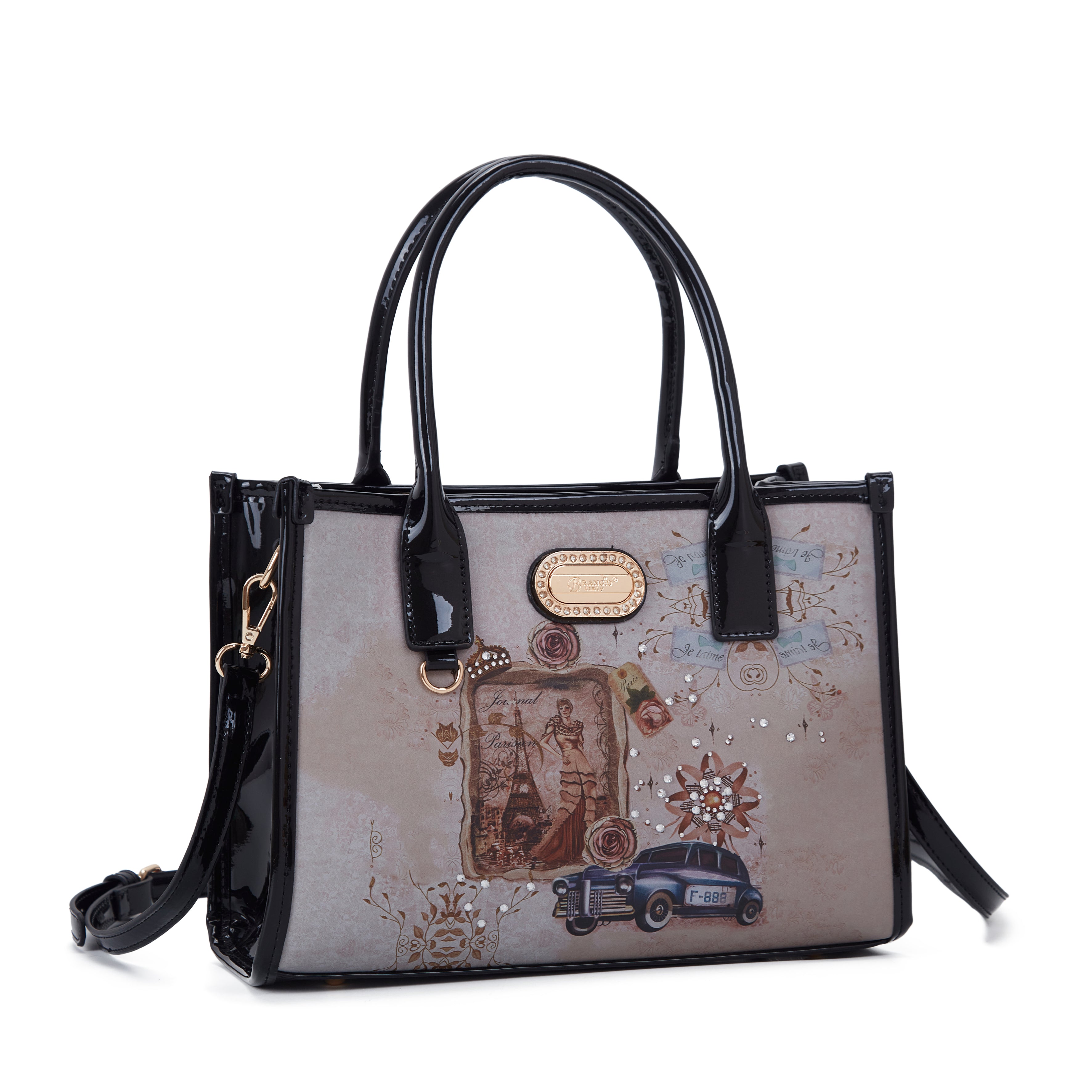 Brangio Italy Small Vintage Paris Handbag & Crossbody Bag