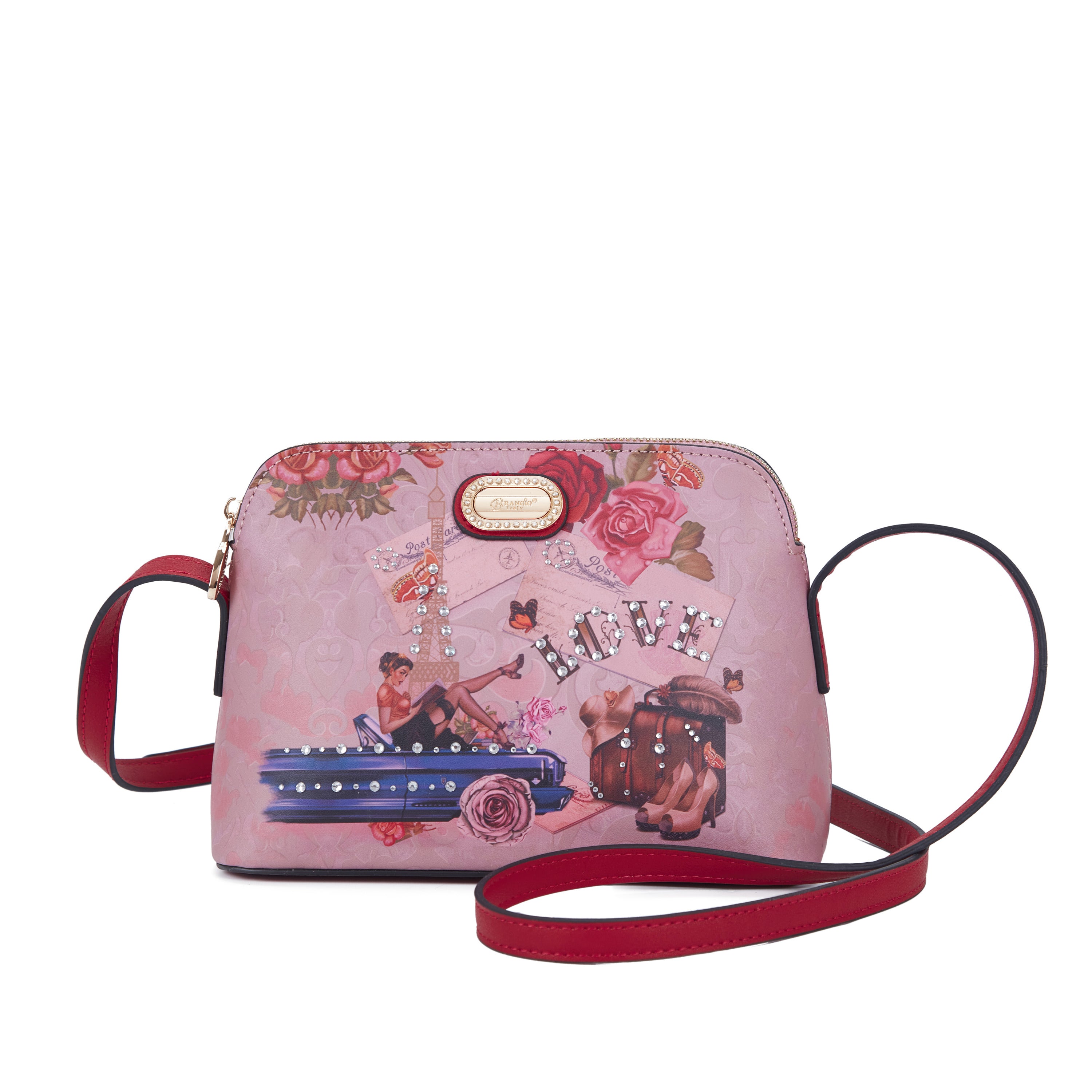 Brangio Italy Vintage Floral Love Small Designer Crossbody Bag