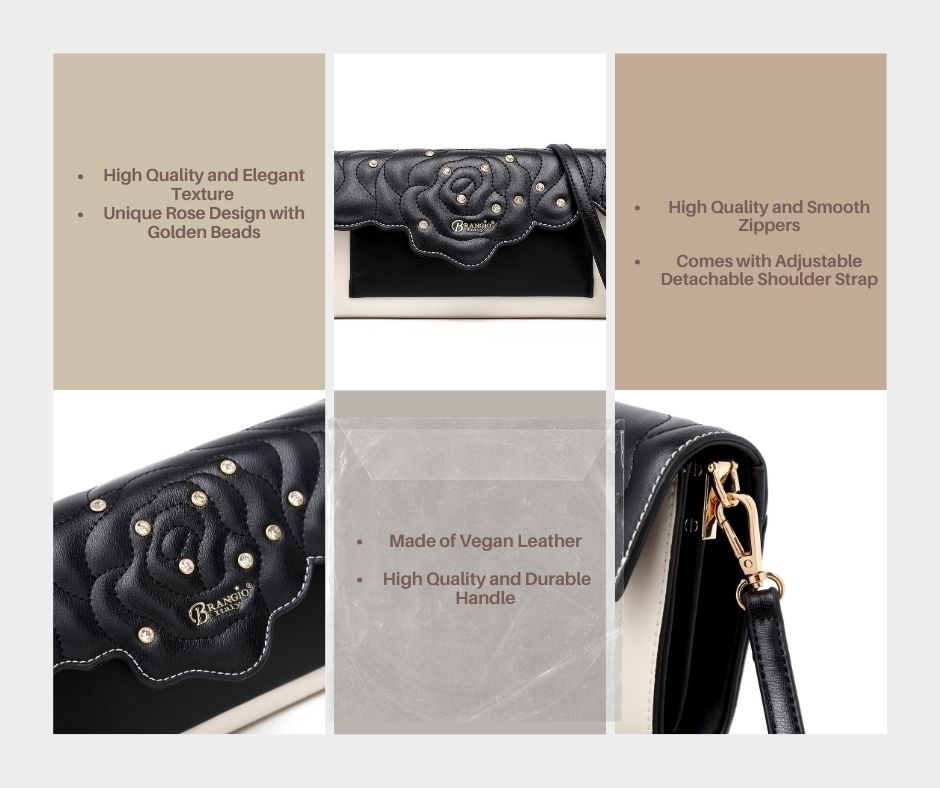 Brangio Italy Rose Embossed Clutch & crossbody Bag