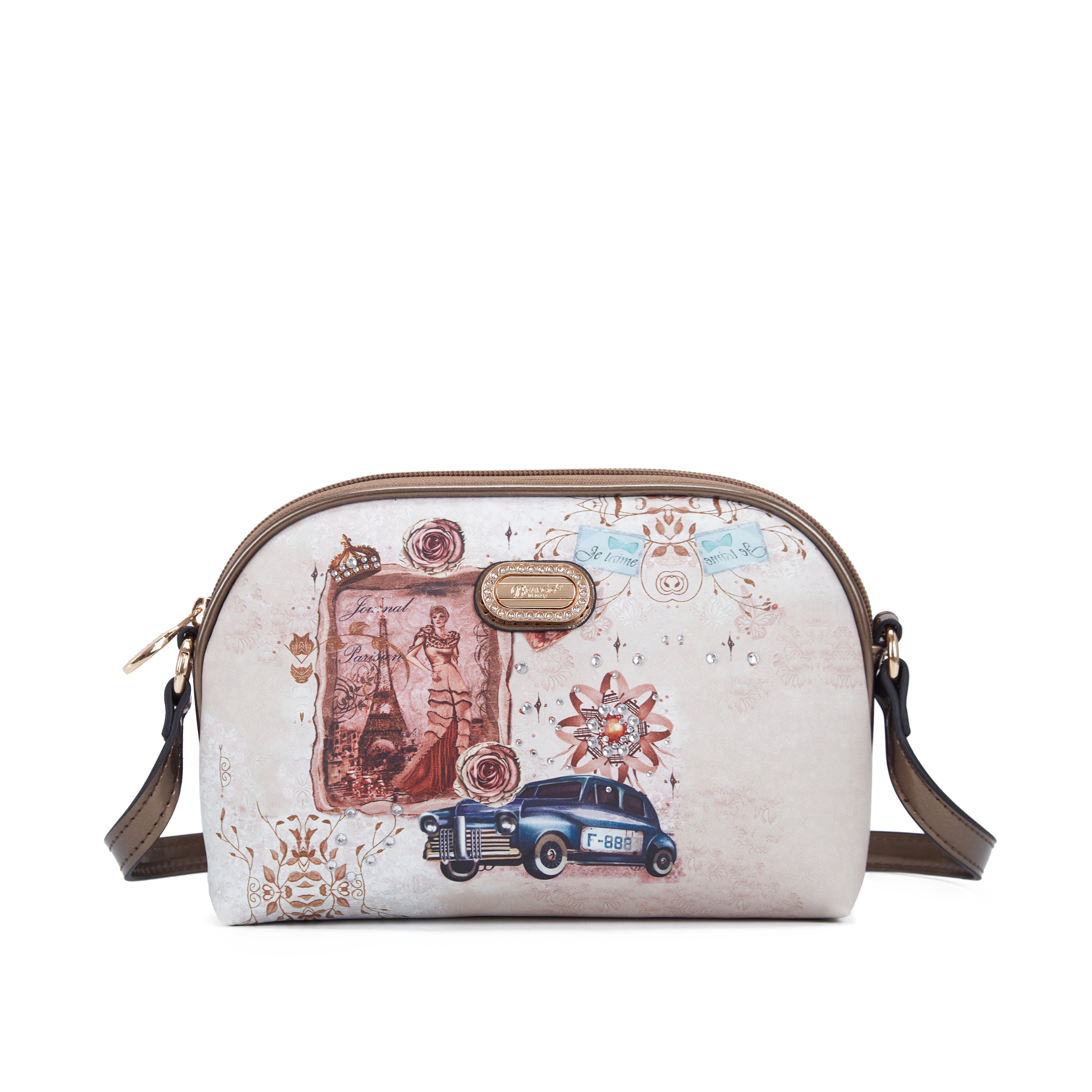 Brangio Italy Vintage Floral Vintage Paris Crossbody Bag