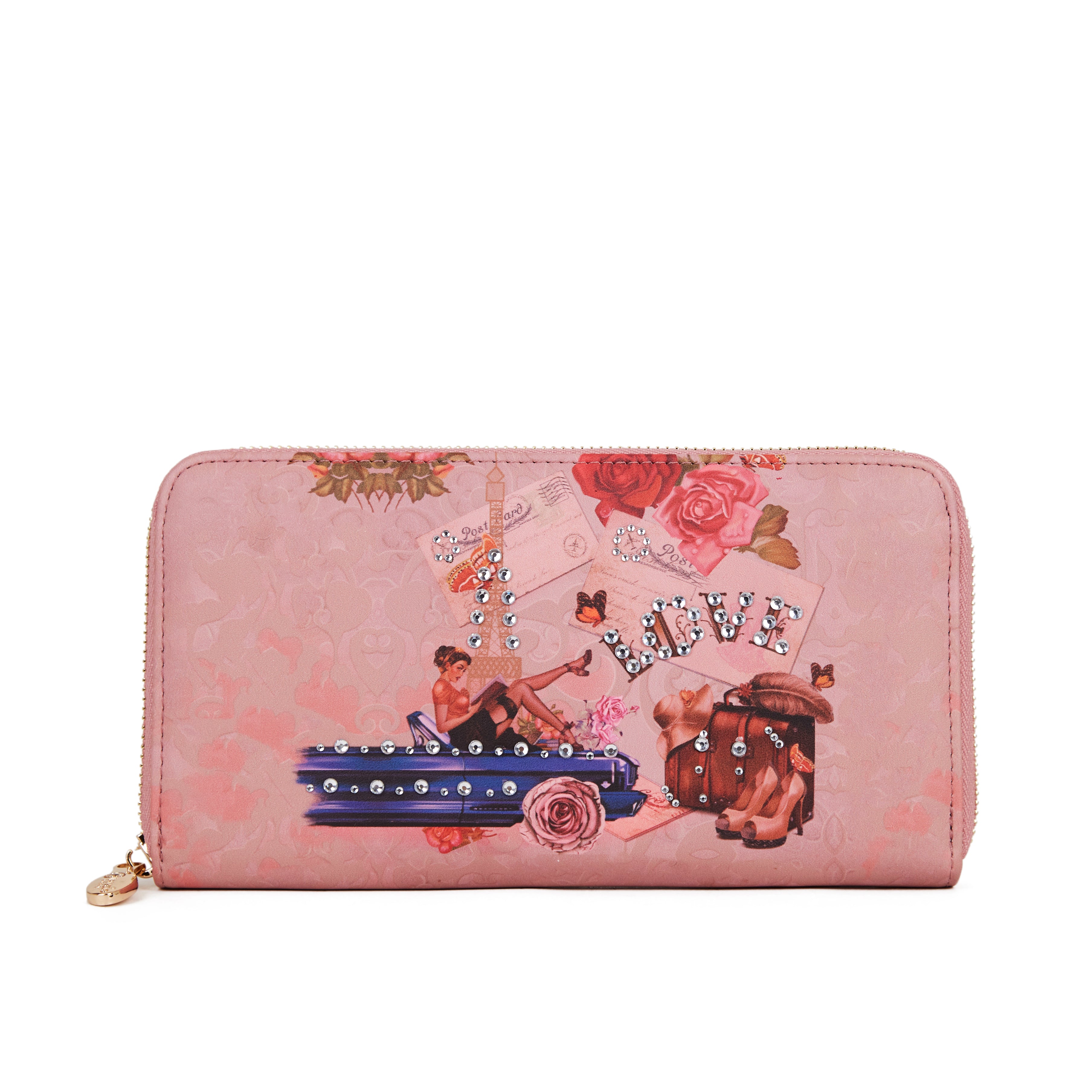 Brangio Italy Vintage Paris Designer Print Zip Wallet