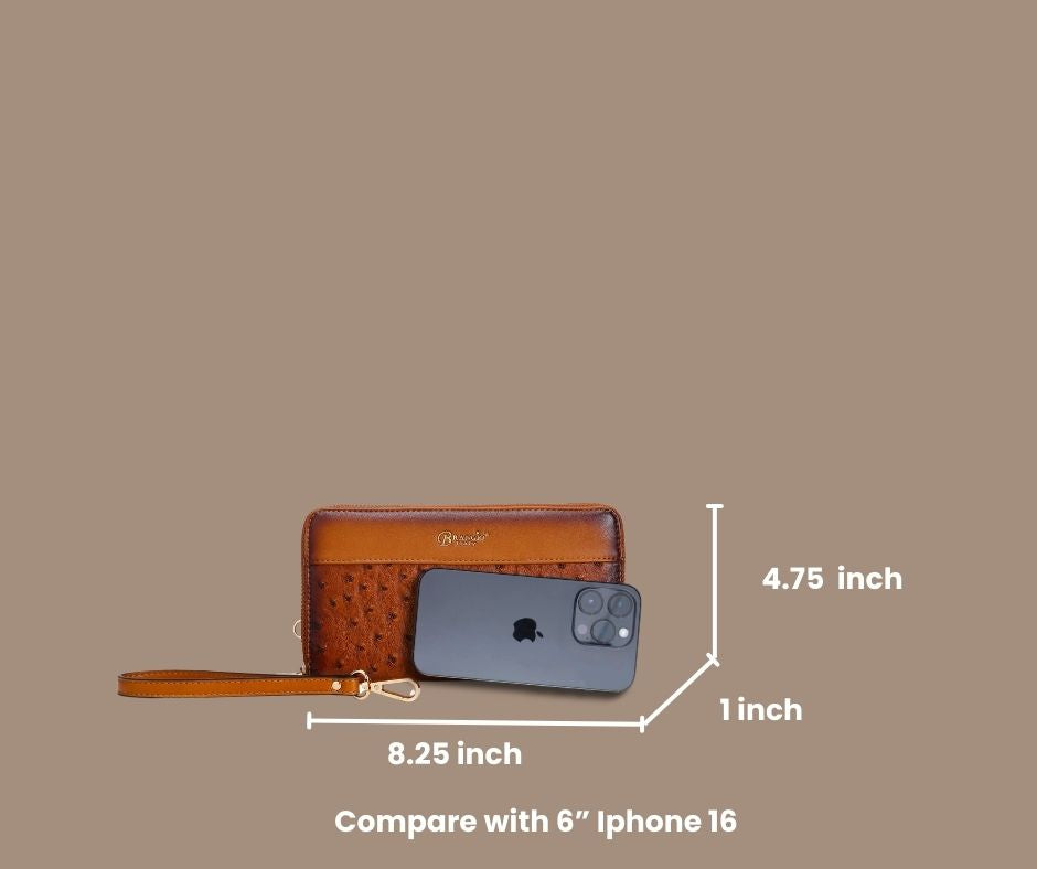 Brangio Ostrich-Embossed Wristlet Wallet