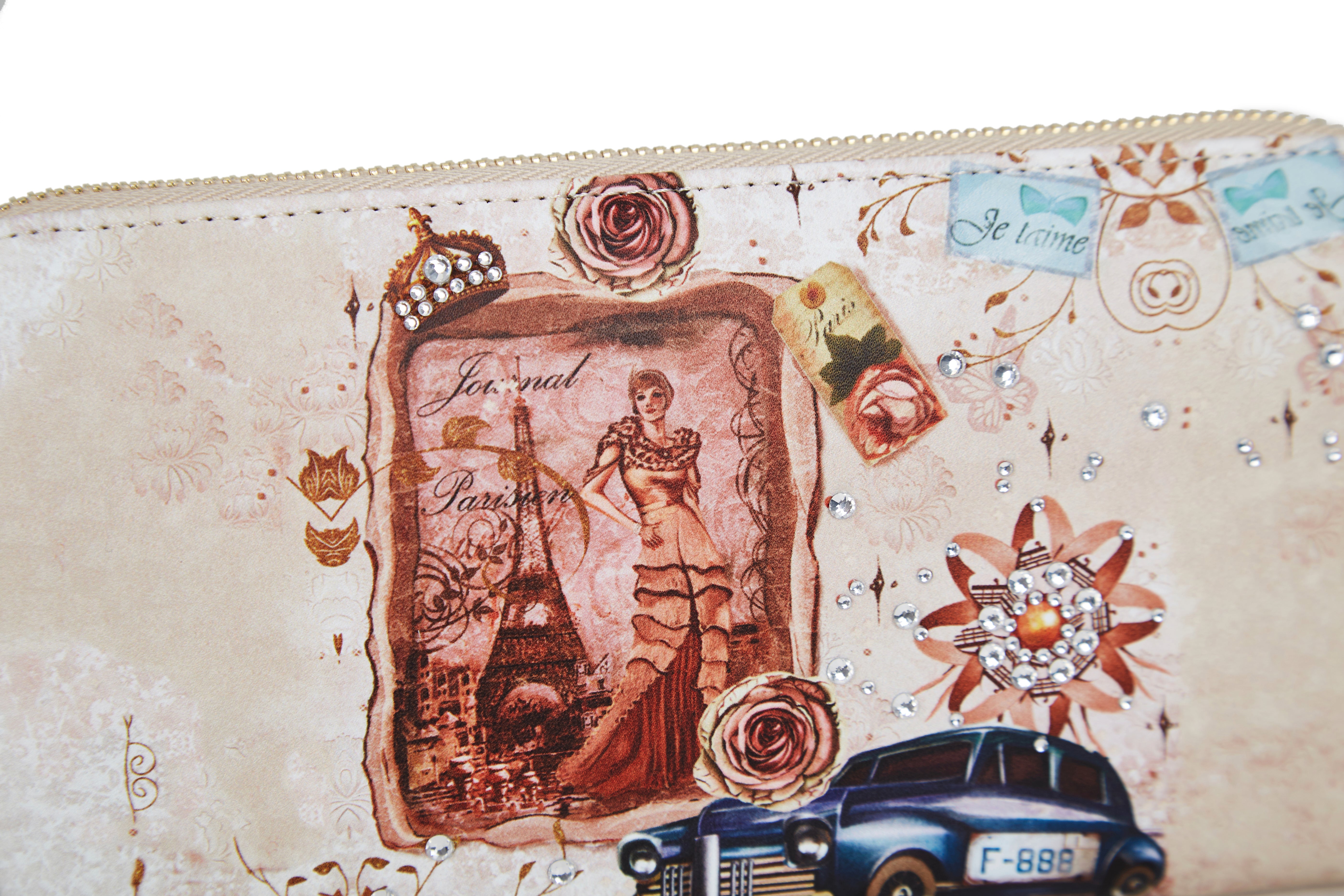 Brangio Italy Vintage Love Print Designer Zip Wallet